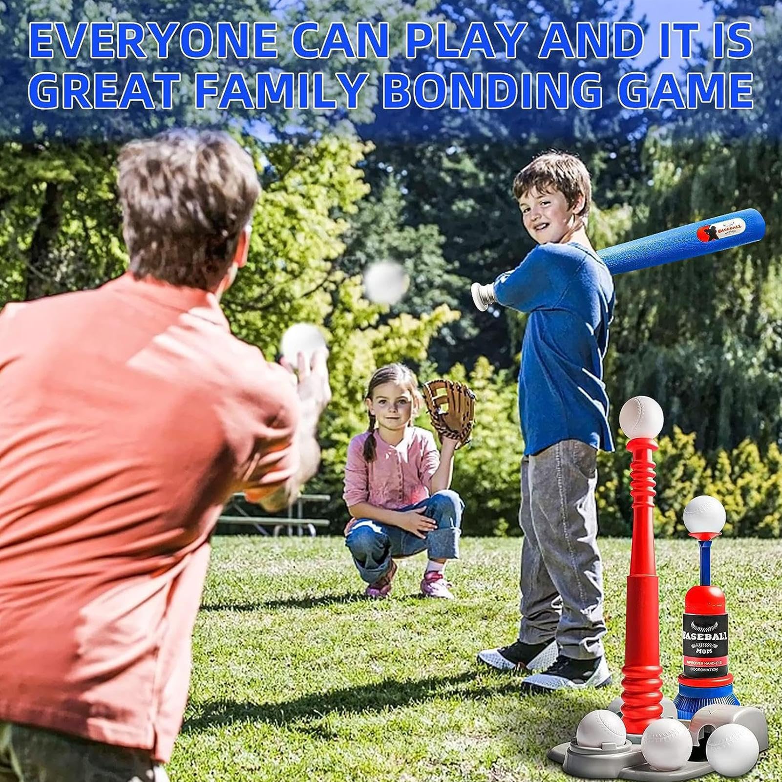 Set di Ball T -Ball Kids - Set di allenamento per lancio regolabile da baseball regolabile | Attrezzatura a T, Youth Beginner Baseball Training Equipment per cortile gioca a kit t baall