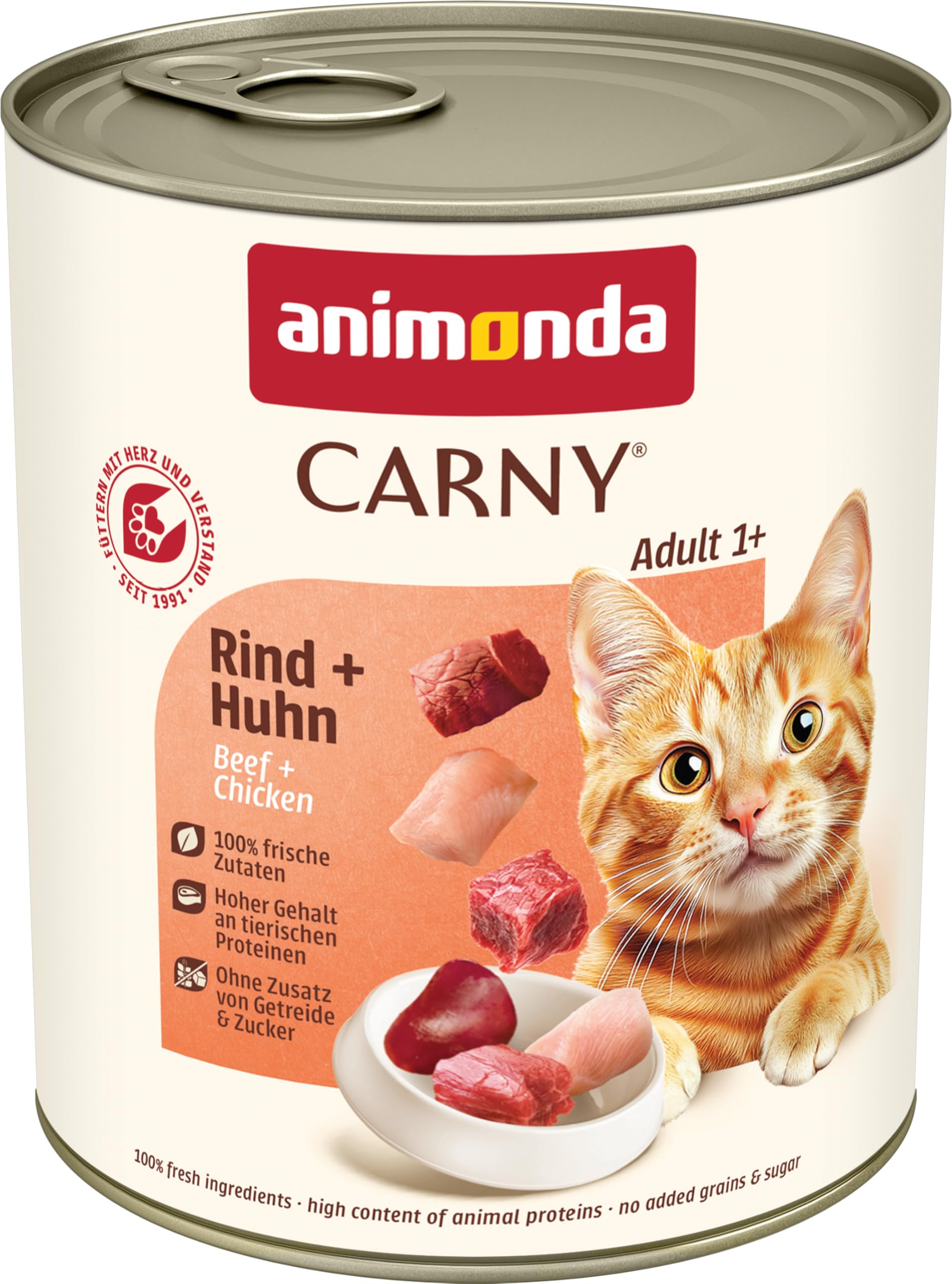 animonda Carny Adult cat food, wet food for adult cats, beef + chicken, 6 x 800g โ image 1