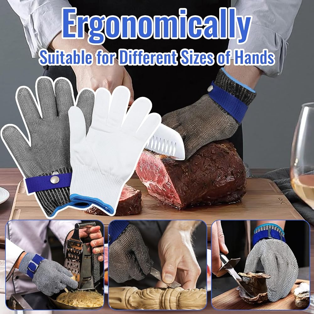 Guanti Antitaglio Guanti Anti-Taglio Per Cucina - 2 Paia, Grado Alimentare E Livello 5 Di Protezione Guanti Protettivi Per Lavorazione Legno - Foto 13