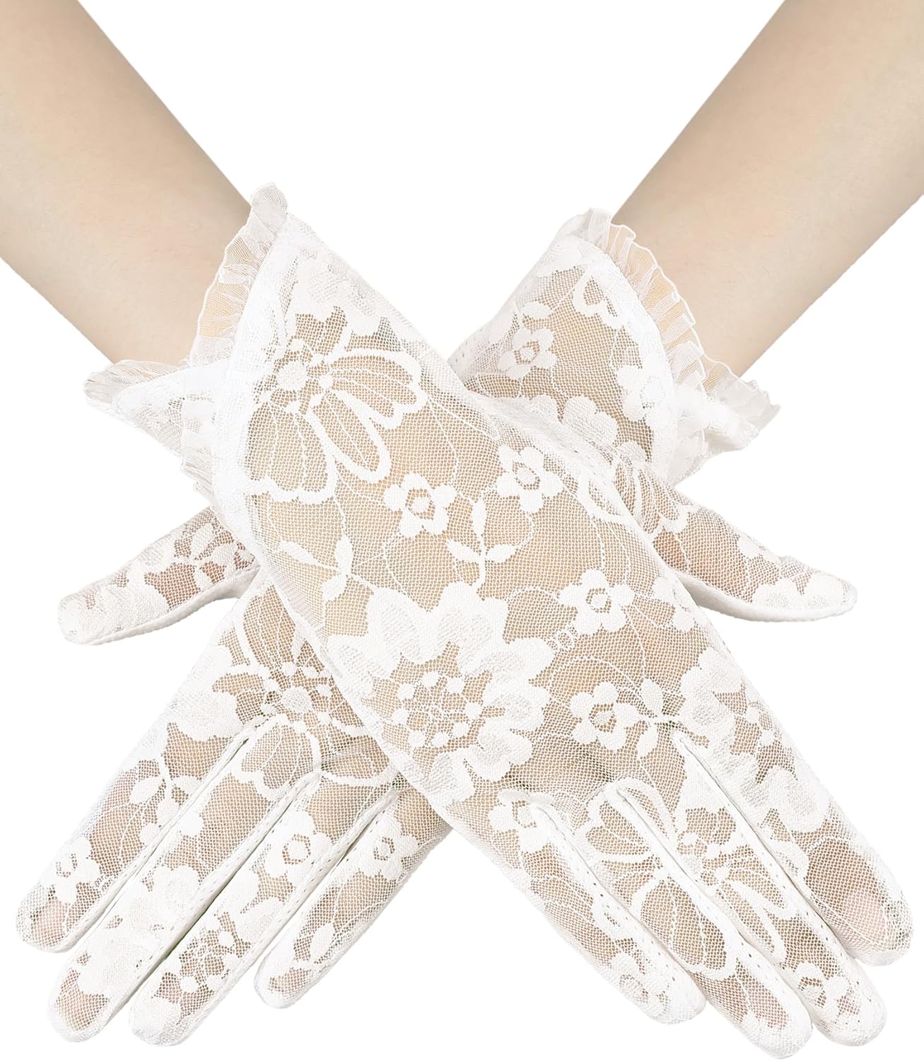 SATINIOR Lace Gloves Women Short Floral Fingerless Gloves for Halloween Cosplay Tea Party