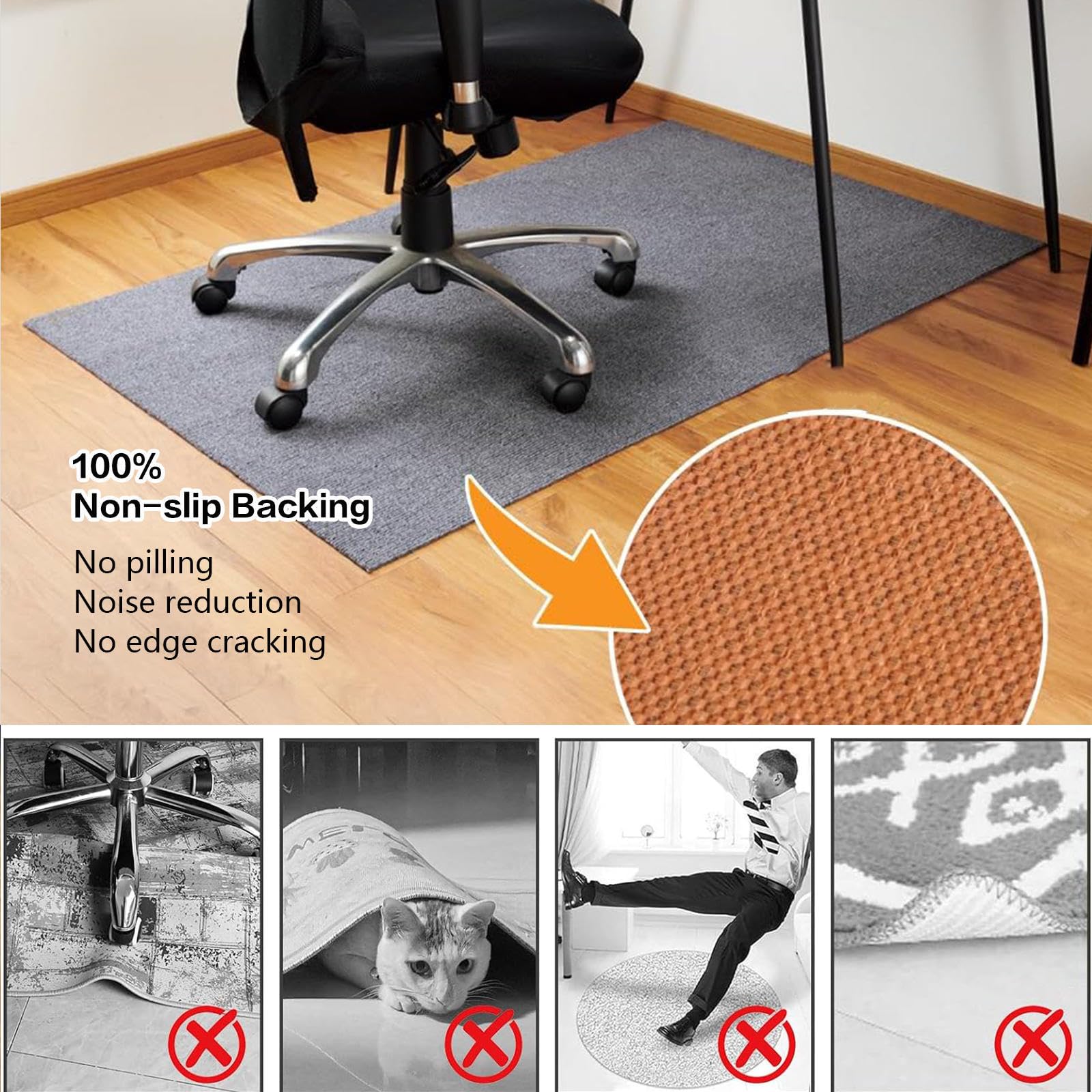 Tapis Bureau Sol Revêtement antidérapant,Matériau Résistant, Tapis Chaise Tapis De Chaise Protège Les Sols, pour Gaming et Le Travail,Beige-90×120cm
