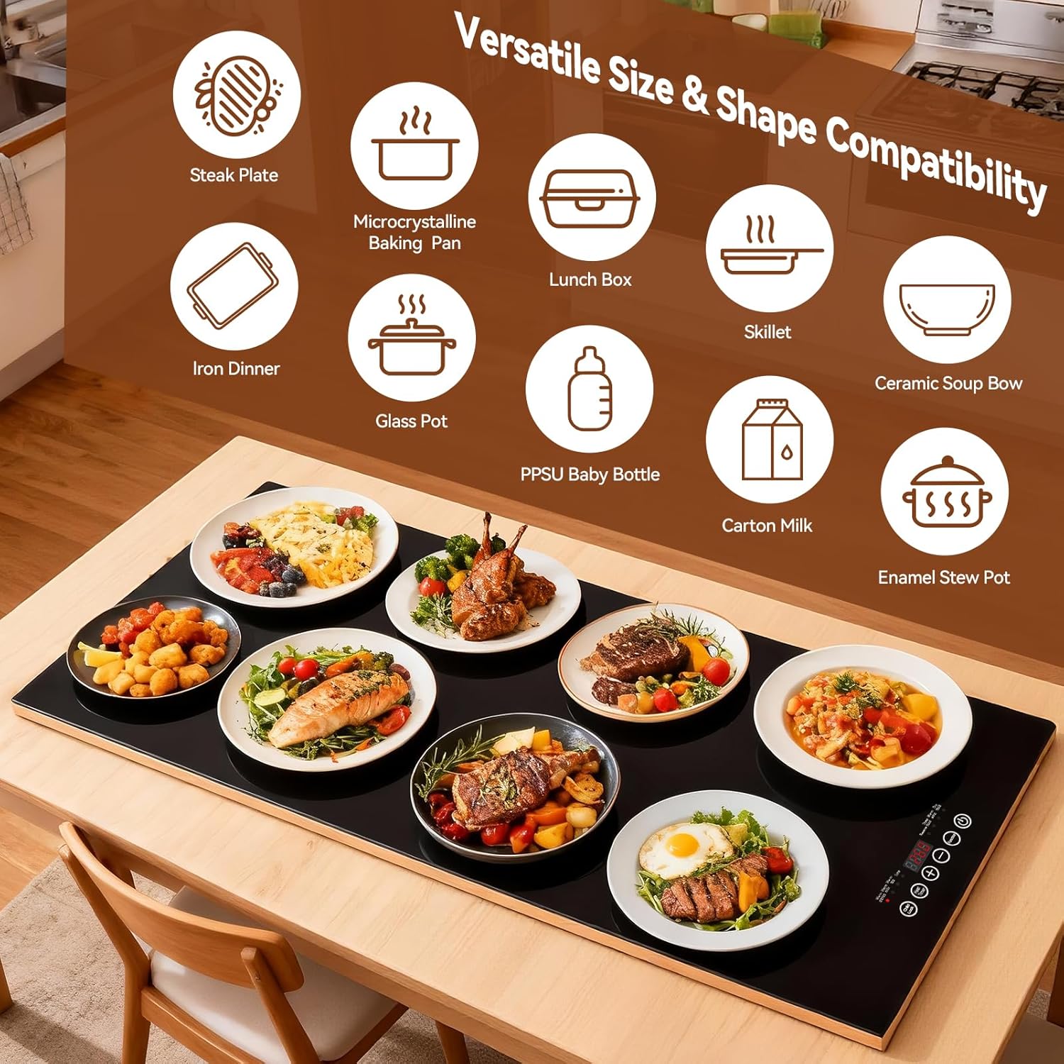 Warming Mat for Food with Touchscree (Extra Large 40"x17"), 2026 New Electric Warming Trays for Buffets Party, 9 Temp Modes, 24H Timer, Full Surface Heating Tempered Glass Food Warming Mat