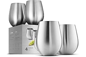 18oz Stainless Steel Stemless Wine Glass Set: Unbreakable, Portable Outdoor