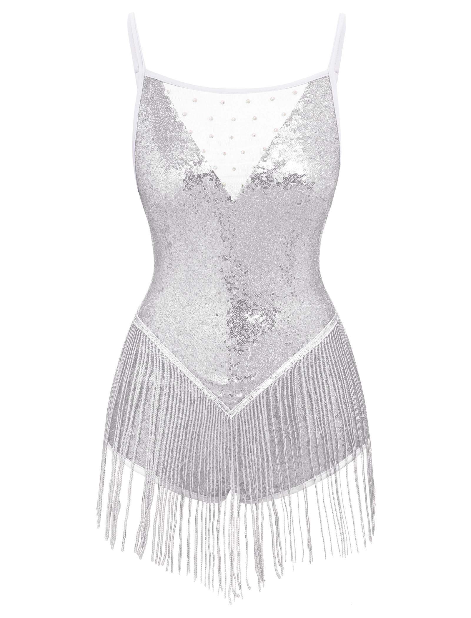 FYMNSI Body à paillettes pour femme - Justaucorps sans manches - Paillettes - Pour festivals de musique - Danse latine - Taille S à 2XL