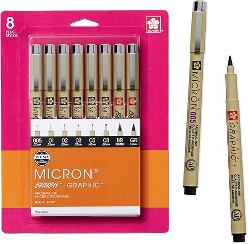 SAKURA Pigma Micron Fineliner Pens - Archival Black Ink Pens