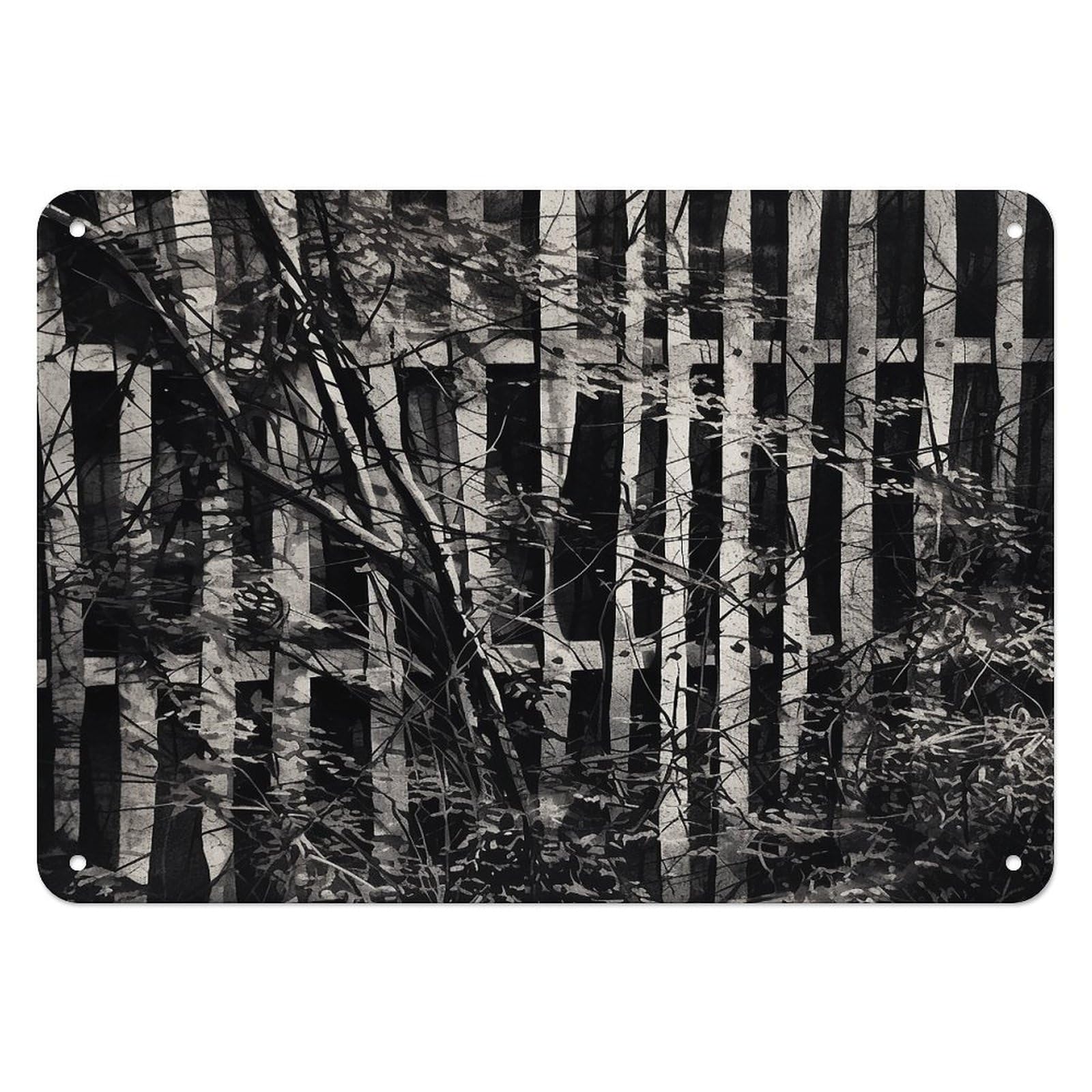 Fekiloot Style Old Wooden Fence Wall Decor Iron Painting Metal Sign