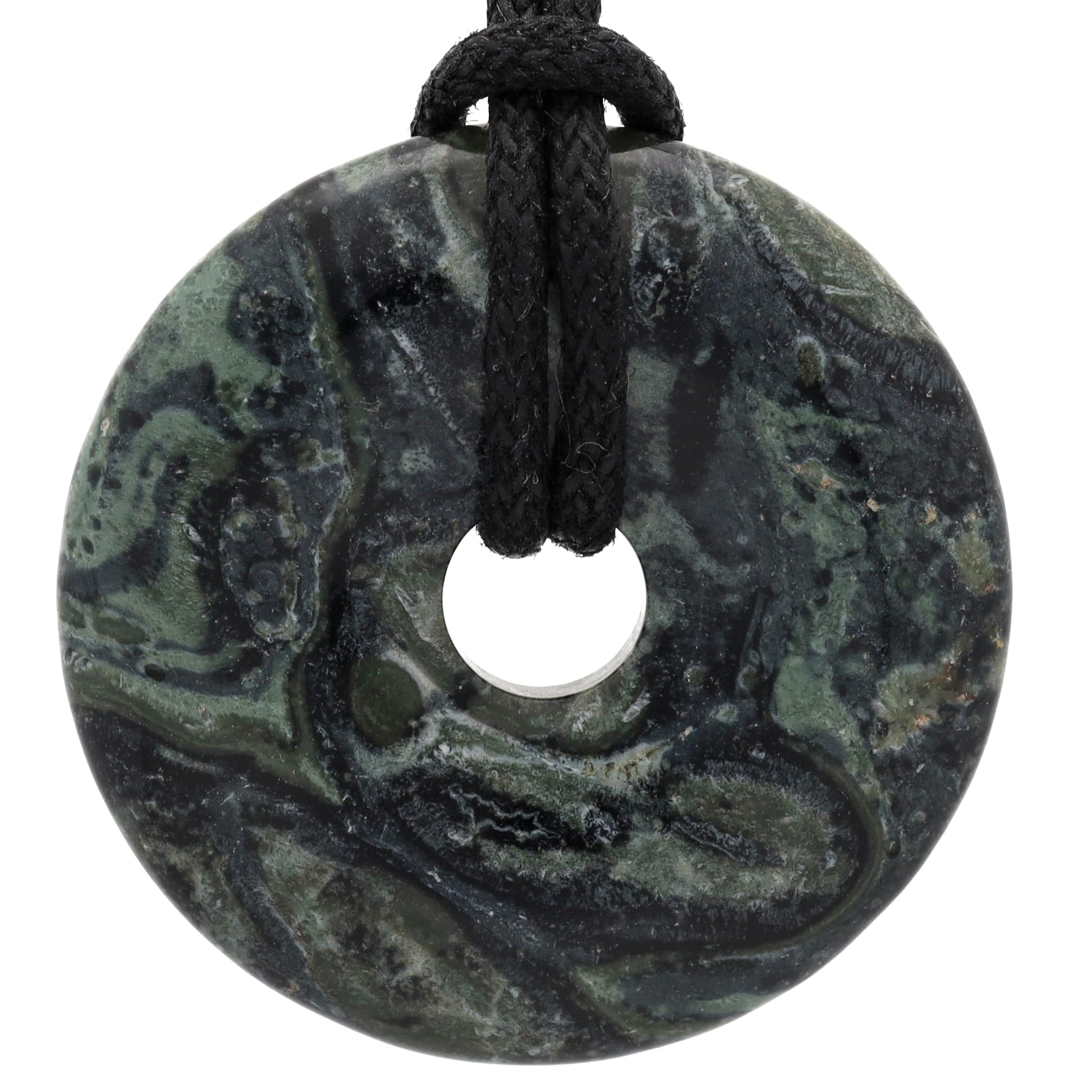 Lebensquelle Plus Donut en pierre précieuse 30 mm bracelet en coton | Collier pendentif en pierre naturelle | Collier en pierre de guérison véritable avec ruban, 30 mm, Acier inoxydable
