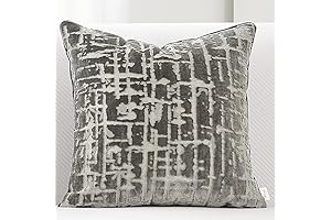 Callisto Home Decorative Geometrical Plaid Embroidered Cut Velvet Throw Pillow Case