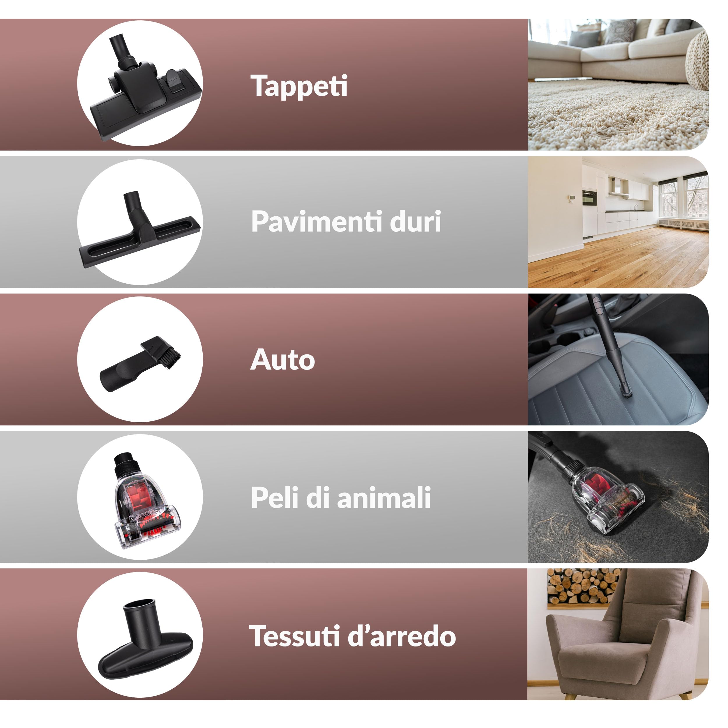 LEHMANN Aspirapolvere a Traino senza Sacco, Potente Tecnologia Ciclonica, Filtro HEPA Doppio, Capacità Serbatoio 2,5 L, Raggio d’azione 9 m, Set 5 Accessori con Spazzola Turbo per Peli Animali