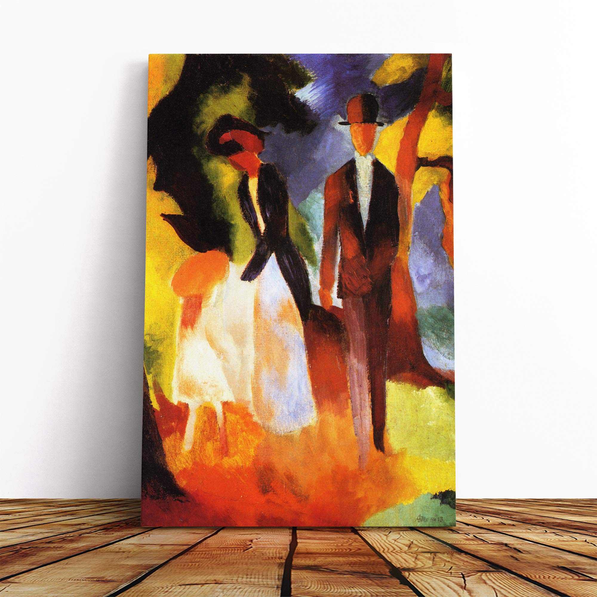 August Macke Couple with Daughter Canvas Print | Gallery Wrapped 30mm Frame Wall Art | 24x16 inches | Ready to Hang | Modern People Picture | Living Room Bedroom Lounge Office