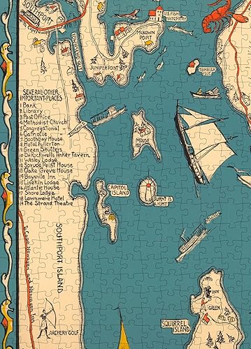 Miniatura 6 de Rompecabezas de 1000 piezas | 1931 Puzzle map of Maine | Puerto de Boothbay y alrededores | Bahía de Linekin, Punto del océano - Maine Puzzle