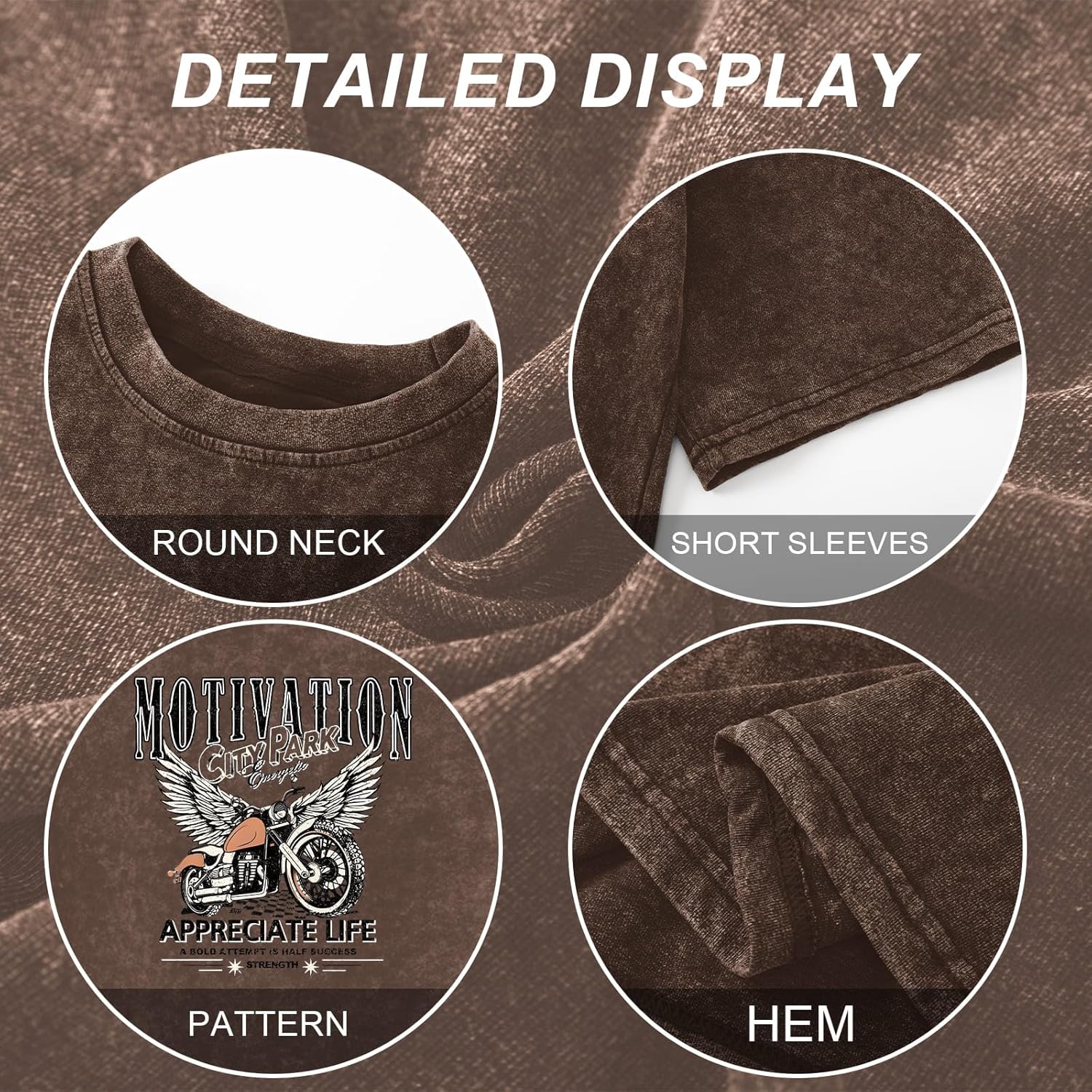 Motorcycle Cropped Graphic Vintage Tees for Women Y2k Aesthetic Baggy Crop Top Acid Wash Motivation T Shirt Trendy - Image 6