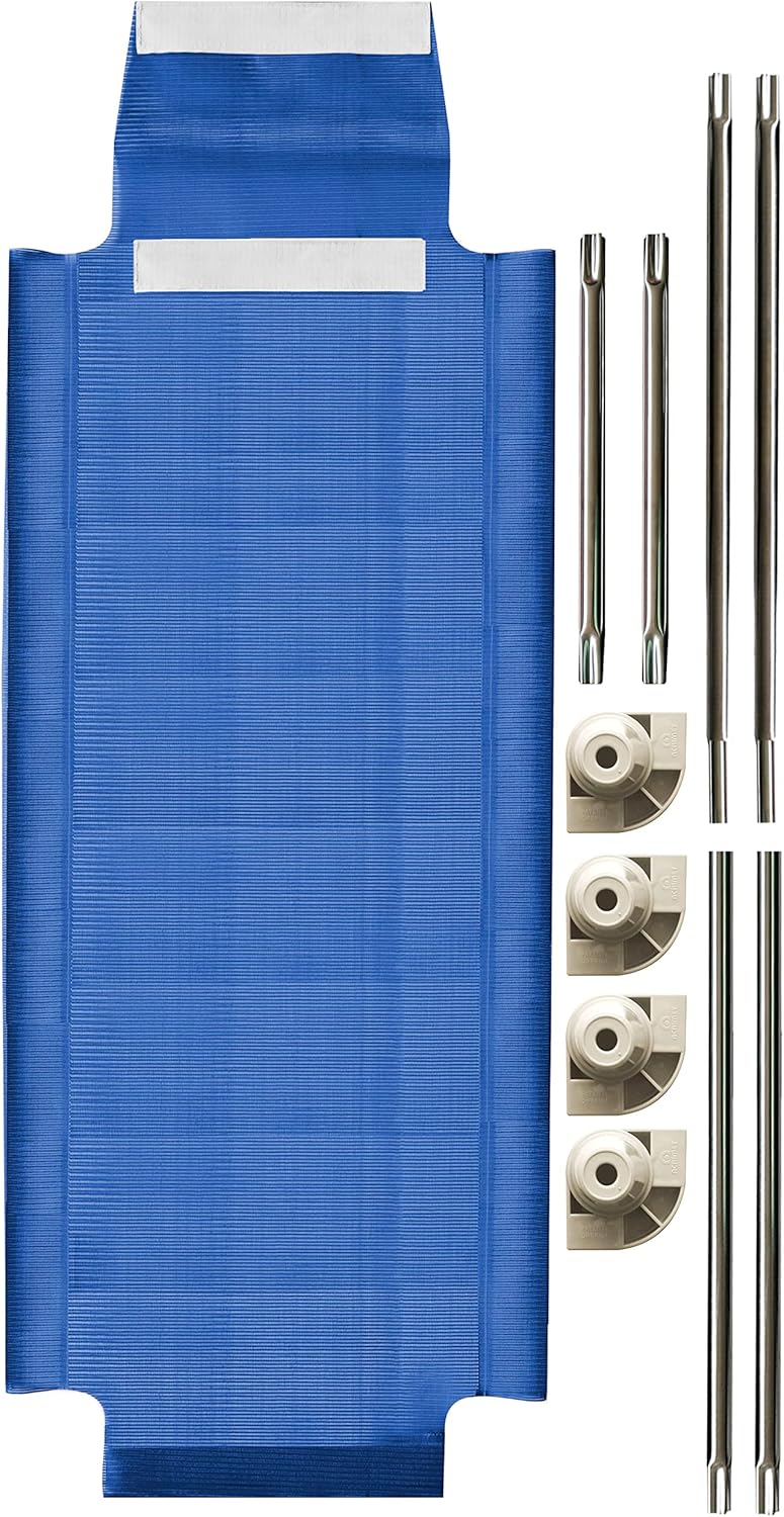 Acrimet Nap Cot for Kids, Portable Toddler Child Bed, Stackable, 52" L (Stainless Steel Tubes) (Blue Breathable Mesh Fabric - Gray Feet) (1 Pack)
