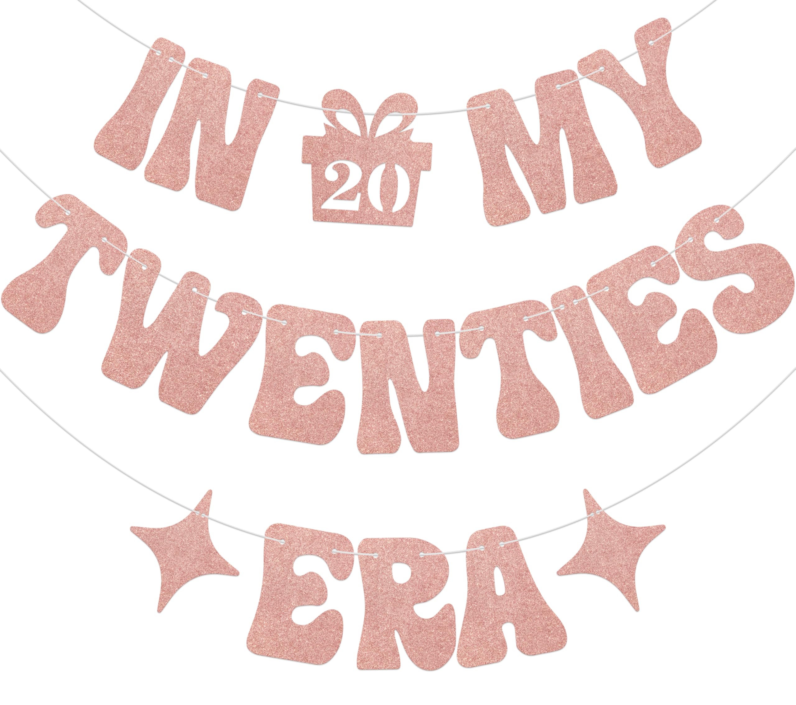 Aumccxz In My Twenties Era Banner Cheers to 20 Years Birthday Anniversary Party Decorations Kissing My Teens Goodbye 20th Birthday Decorations Rose Gold