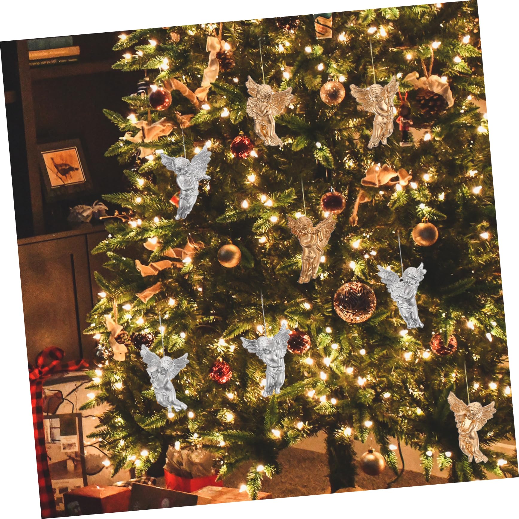 Zerodeko Lot de 5 Décorations de Sapin de Noël en Forme Dange à La Mode Boules Décoratives à Suspendre pour Décoration de Noël Pièces X 5