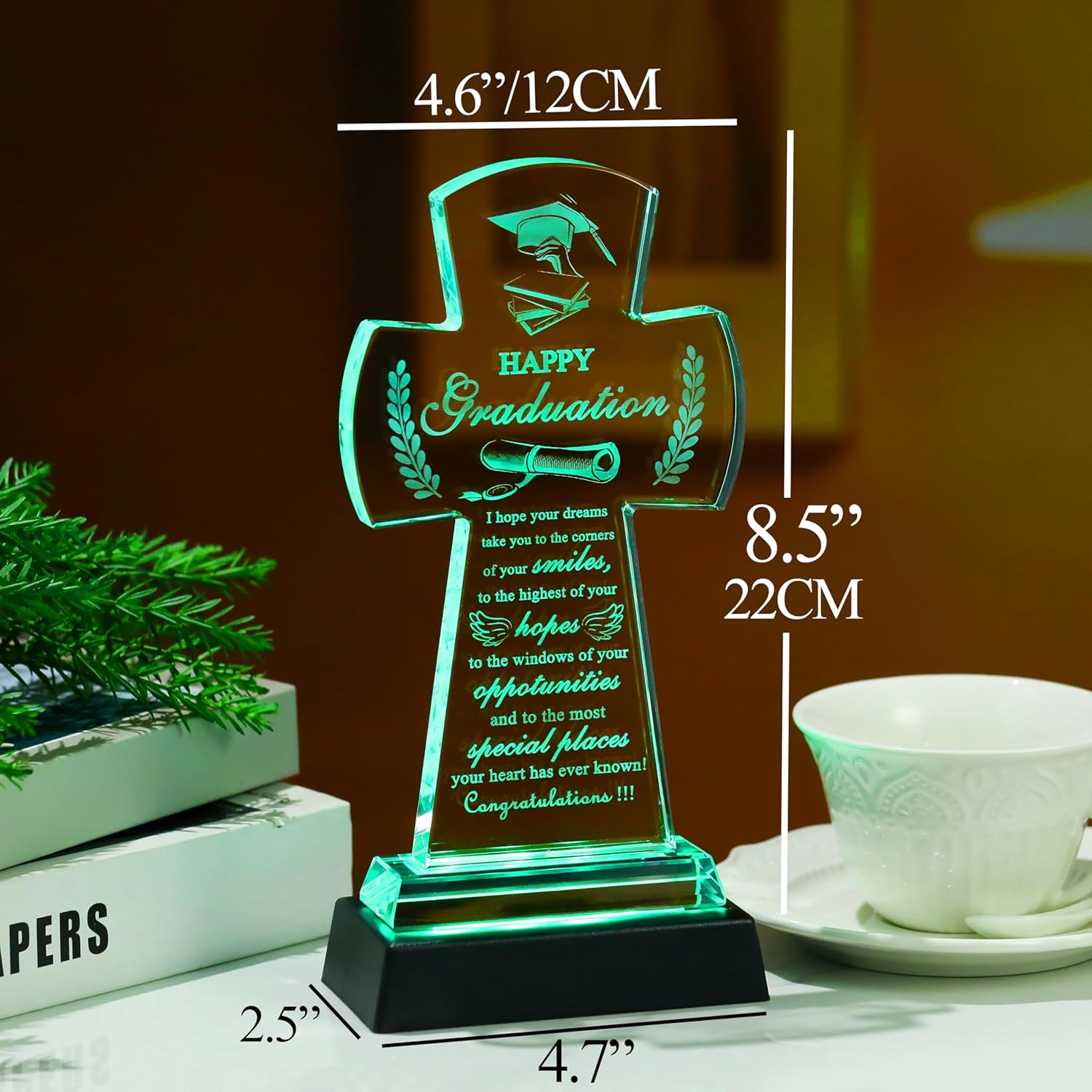 Graduation Gifts for Her Him 2025 Unique - Christian Cross Gifts for Women Men Engraved Class of 2025 with Base - High School College Graduation Gift Ideas for Women Men Girls Daughter Son Unisex
