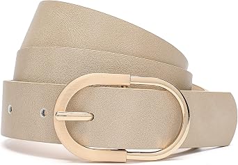 Womens Leather Waist Belts for Jeans Pants with Gold Buckle