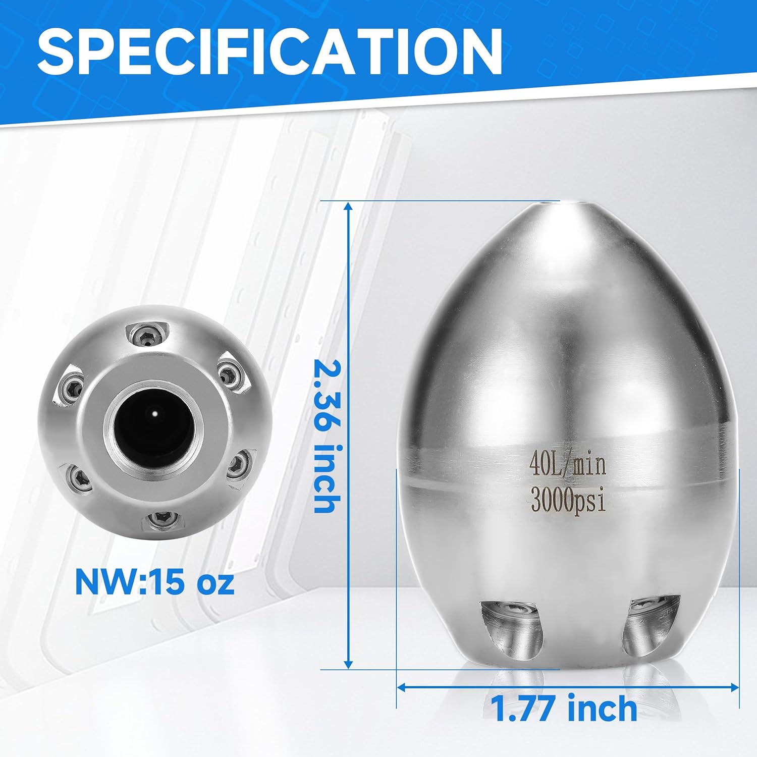 Tool Daily 3/8” NPT Sewer Jetter Nozzle for Pressure Washer, Pressure Washer Adapter Set