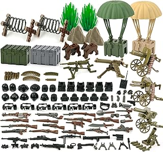 Military Weapons Pack, WW2 Army Gear Kit Bricks Accessories Set, SWAT Building Blocks Parts for Soldier Figures, Compatible with Major Brands