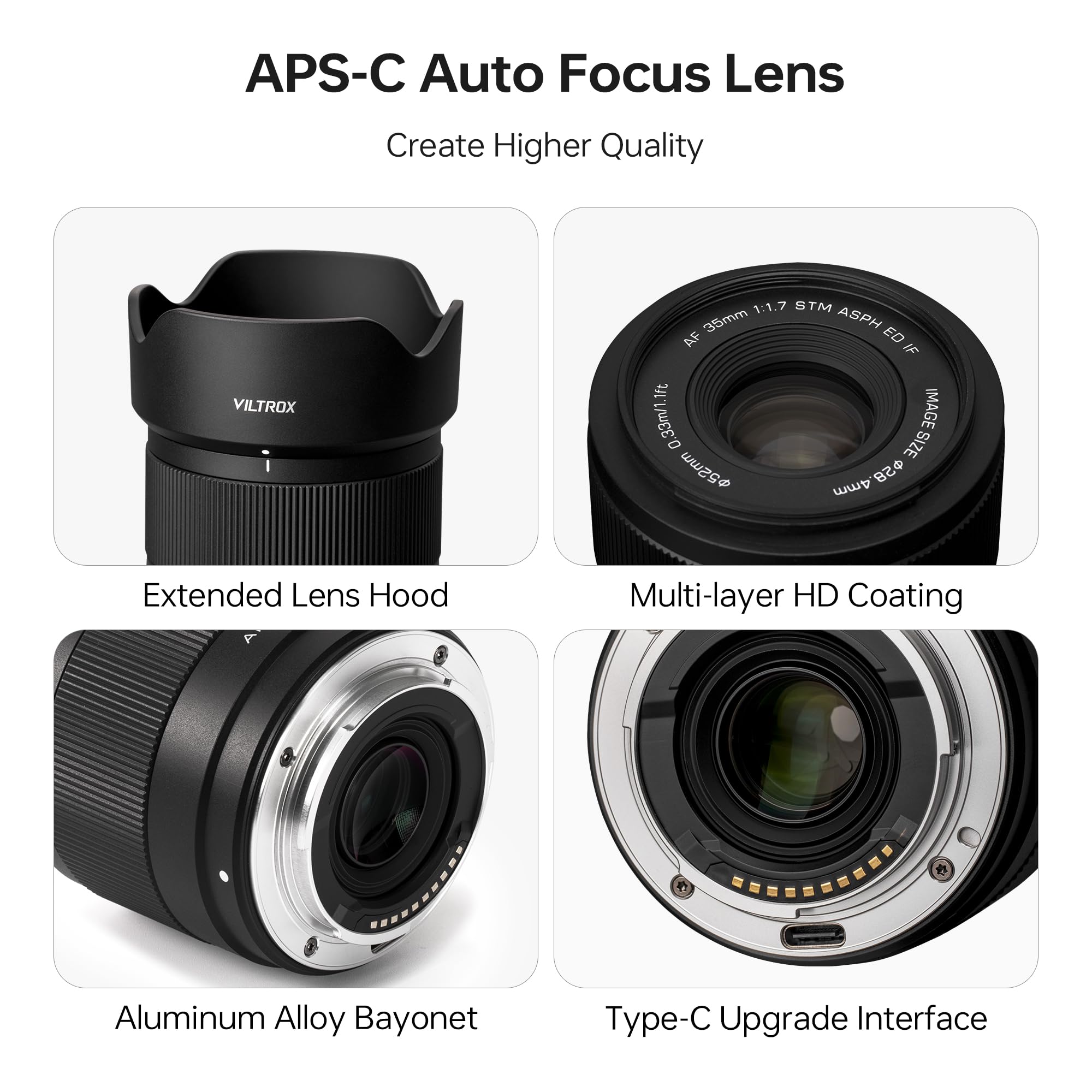 VILTROX AF 35mm F1.7 Air E Lens Sony E Mount için, f/1.7 Büyük