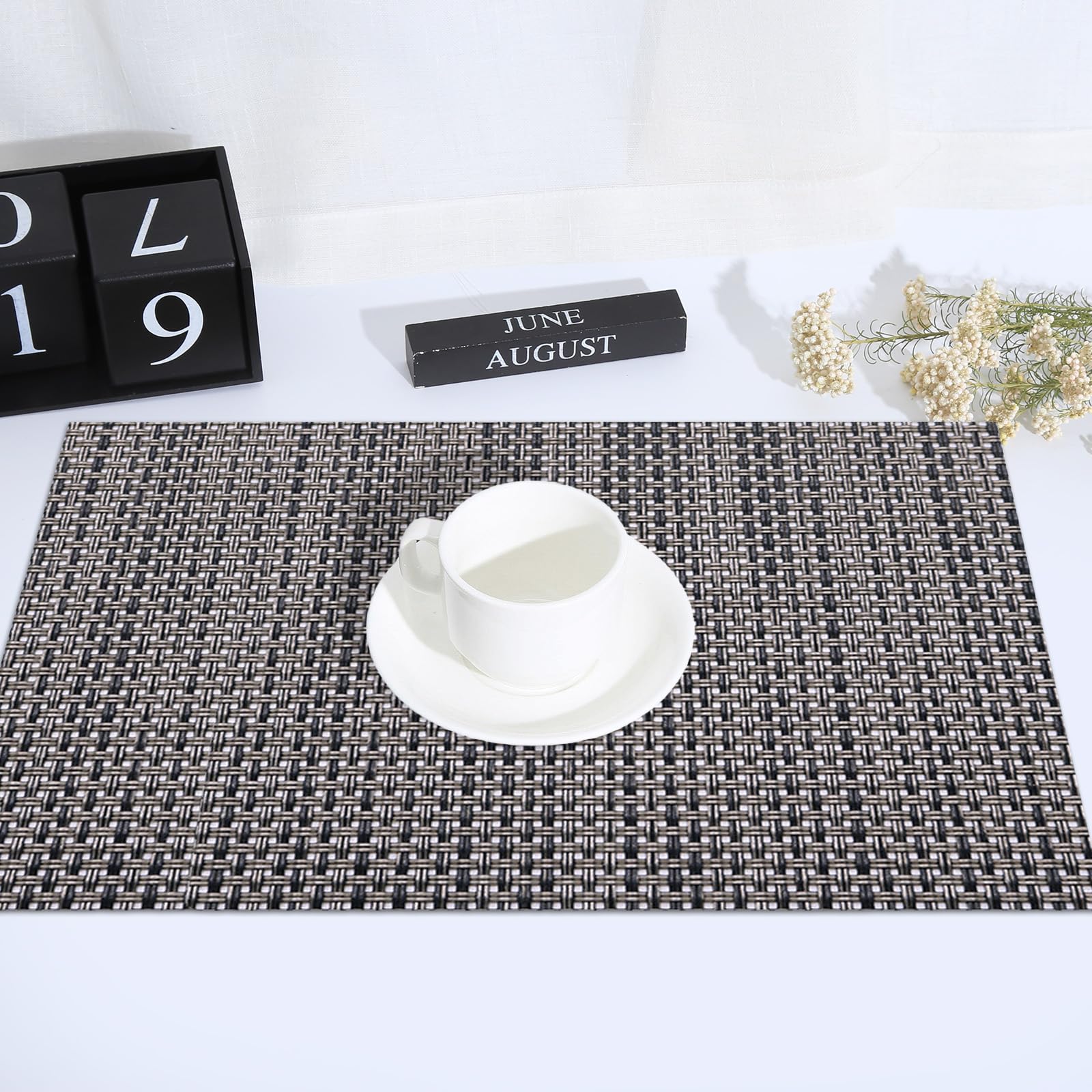 marysgift Grey Placemats Place Mats Set of 6 Table Mat Easy to Clean Non Slip Heat Resistant Dining Table Mats Washable Vinyl Placemat 30CM x 45CM - Image 2