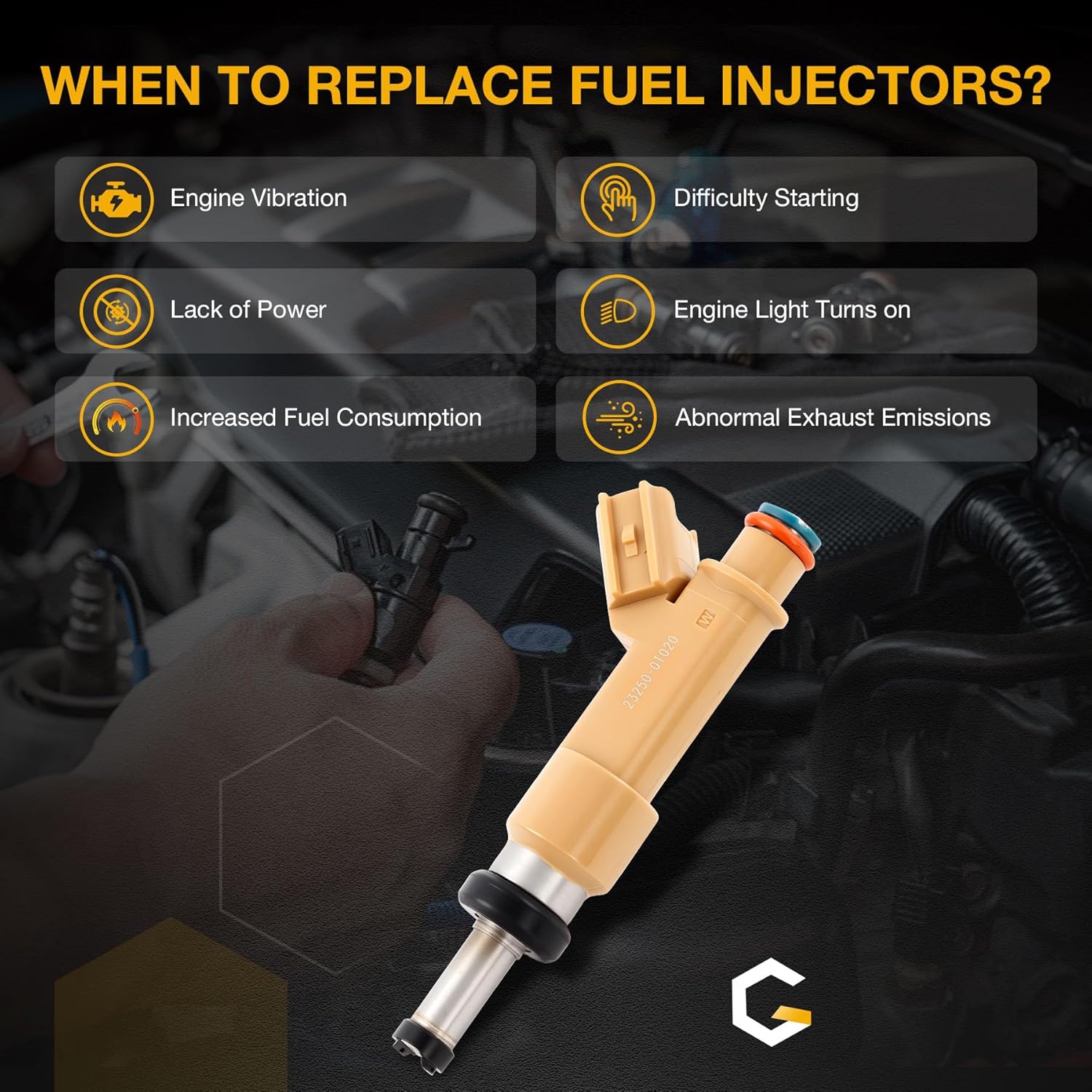Gledewen Fuel Injectors 23250-0T020 12 Holes Compatible with 2009-2019 Toyota Corolla, 2009-2013 Toyota Matrix, 2008-2009 Scion xD 1.8L Replace FJ1068 23209-09140 23209-39145 Set of 4