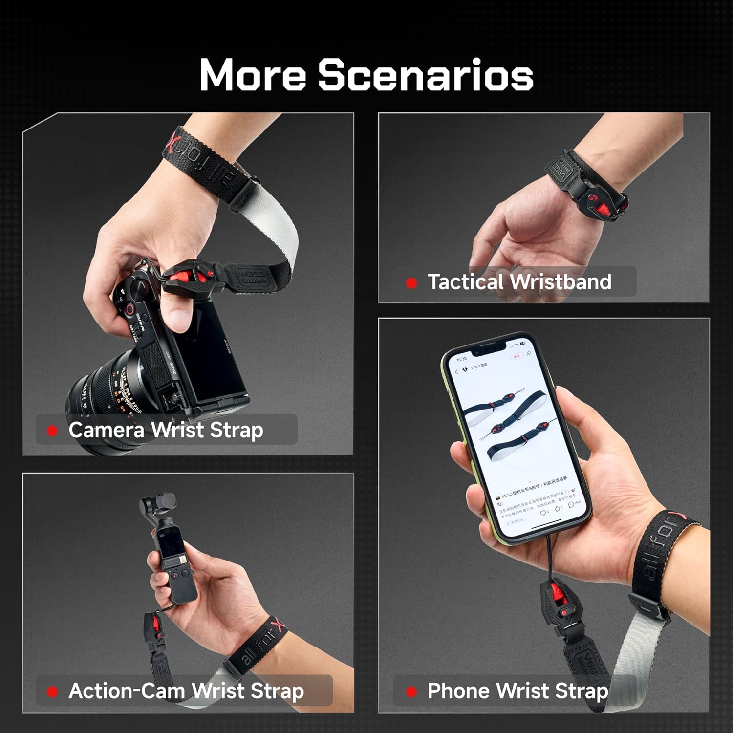 VSGO Black Snipe Urban Photography Wrist Strap – Patented Quick-Release, 80kg Load, Anti-Twist, Skin-Friendly, Fits Camera, Action Cam, Phone