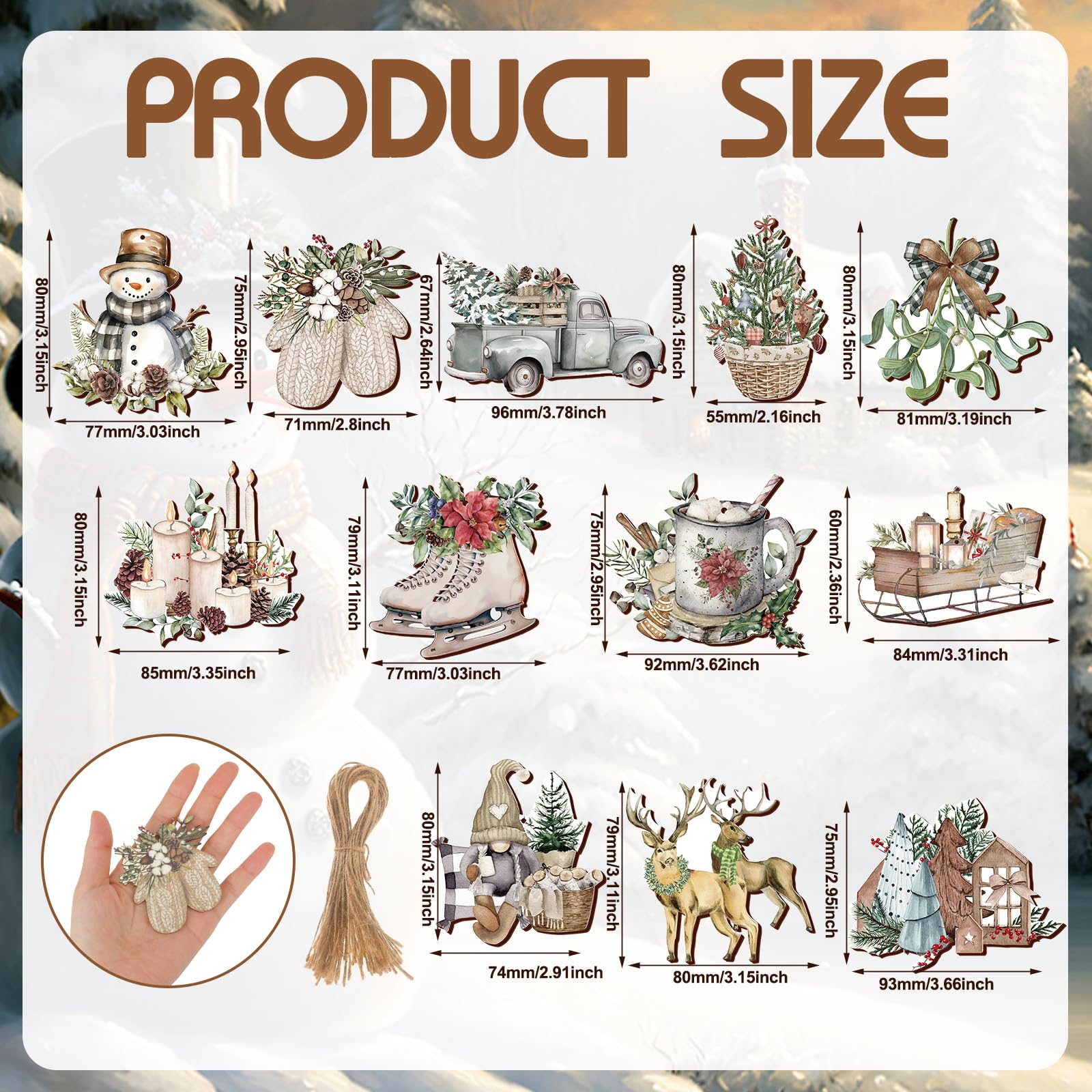 Amazon.com: Suzile 36 Pcs Christmas Wooden Ornaments Vintage