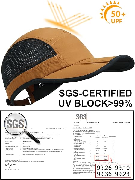 UPF50+ Faltbare Baseballkappe, unstrukturierte, leichte, atmungsaktive Mütze mit verlängerter Krempe für Sport und Outdoor-Aktivitäten - 2