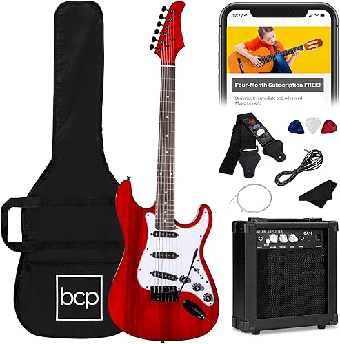 Miniatura 15 de Best Choice Products Kit de iniciación de guitarra eléctrica para principiantes de tamaño completo de 39 pulgadas con funda, correa, amplificador