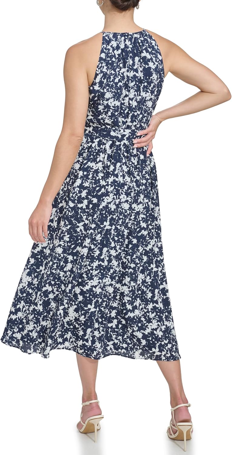 DKNY Womens Sleeveless Halter Midi Dress - Image 3