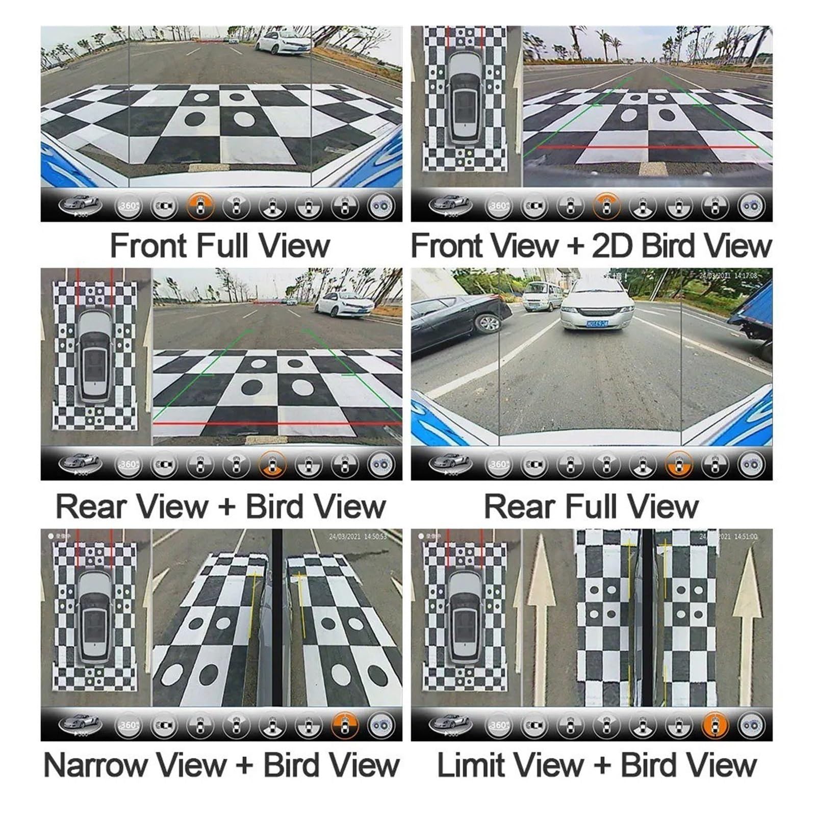 Auto 3D 360 Grad Ansicht Panoramasystem Parkplatz Omnidirektionale Monitor Video Recorder DVR Autokamera(with Calibration 64G)