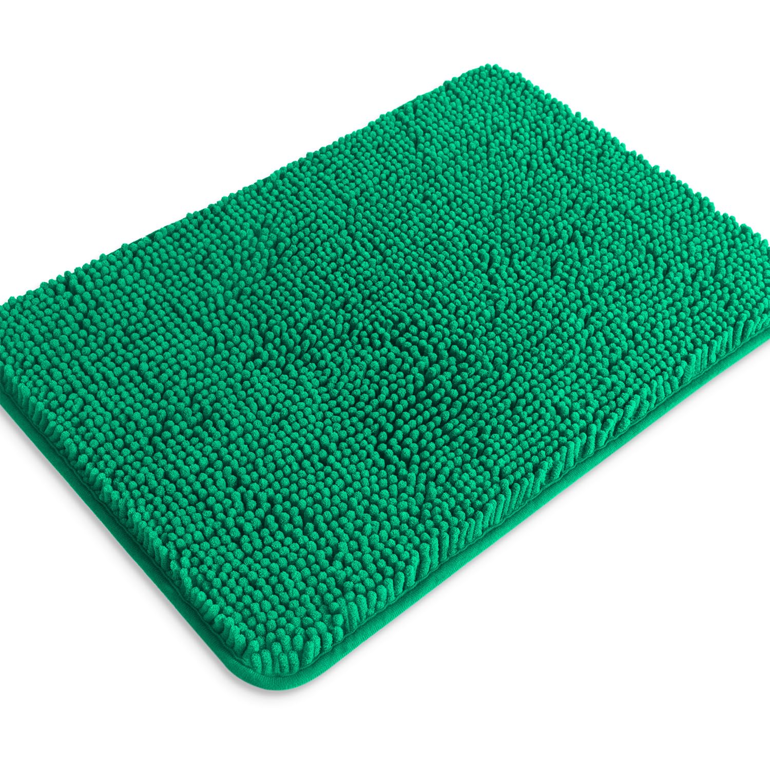 PureSwan Emerald Bathroom Rugs – Absorbent and Washable Bath Mat, Non-Slip, Thick Soft Chenille Bath Rugs for Bathroom Floor, Shower, Sink - 17" x 24"