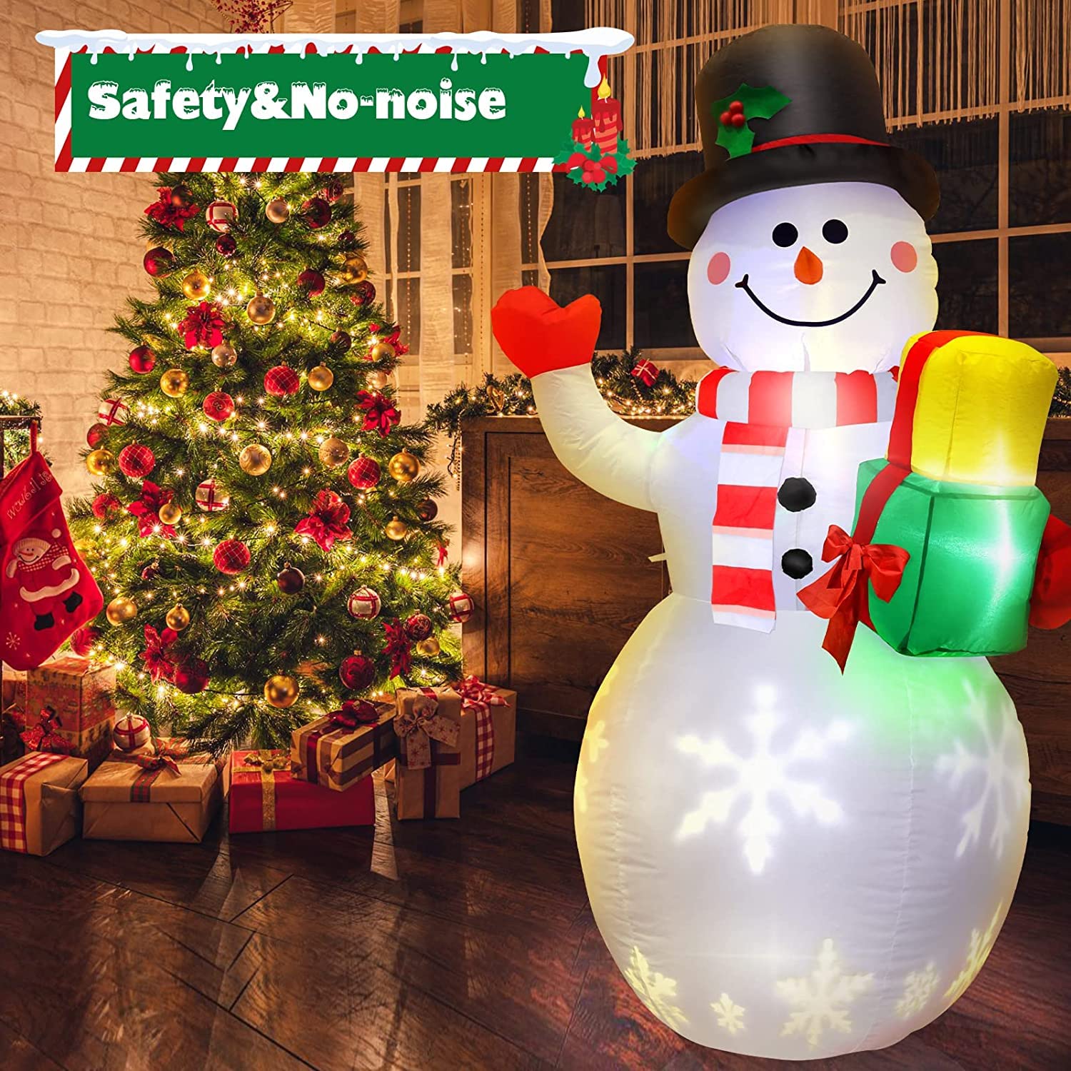 150CM Noël Bonhomme de Neige Gonflable Extérieur Étanche Lumière LED, Noël Décoration Gonflable Lumineuse LED Extérieur Pelouse Jardin Cour Accueil 1031