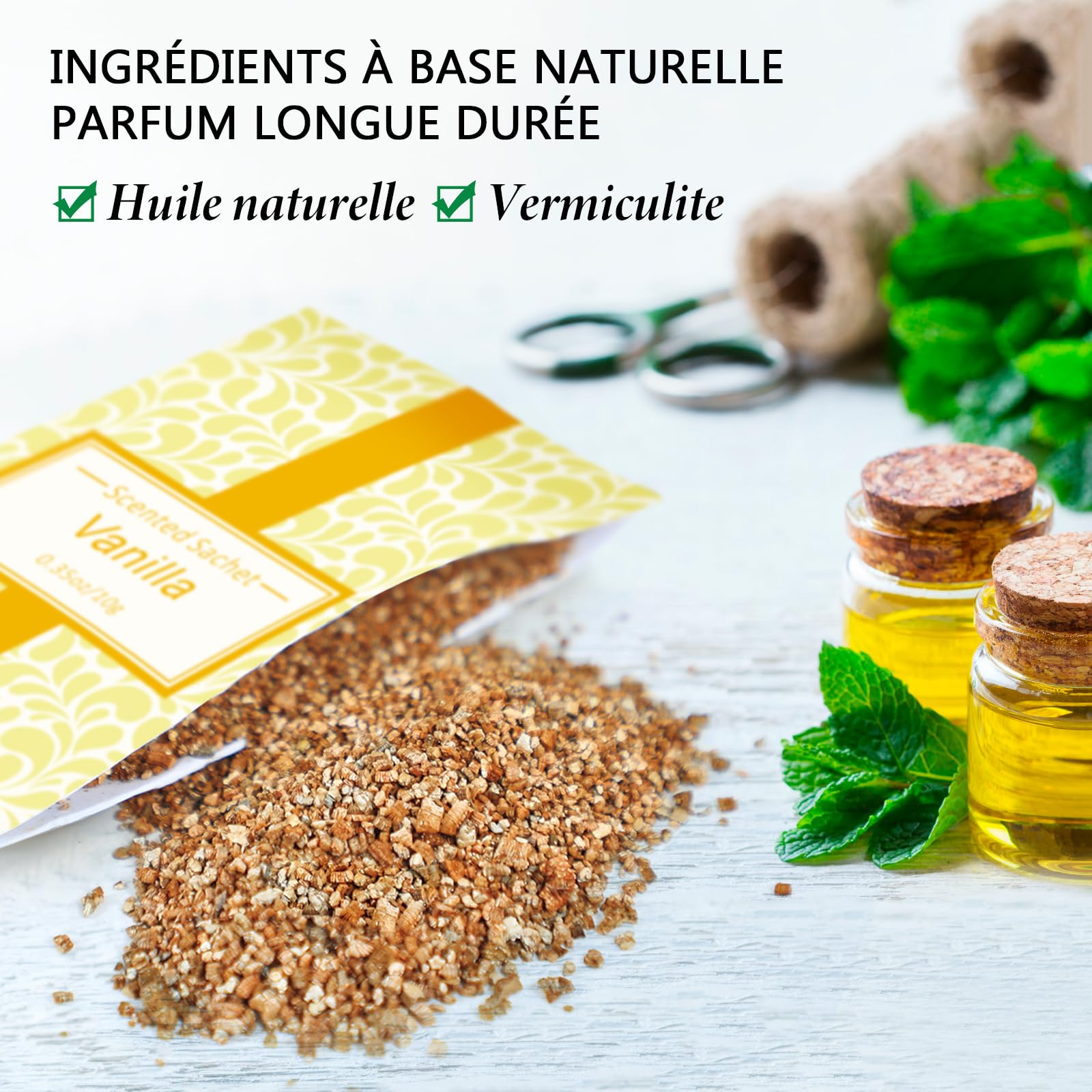 SCENTORINI Sachets Parfumés Frais pour Tiroirs, Armoires, Voitures, et Garde-Robes, 16 sachets, 4 Senteurs Lin, Coton, Vanille, Eucalyptus Sauge, Parfum Longue Durée