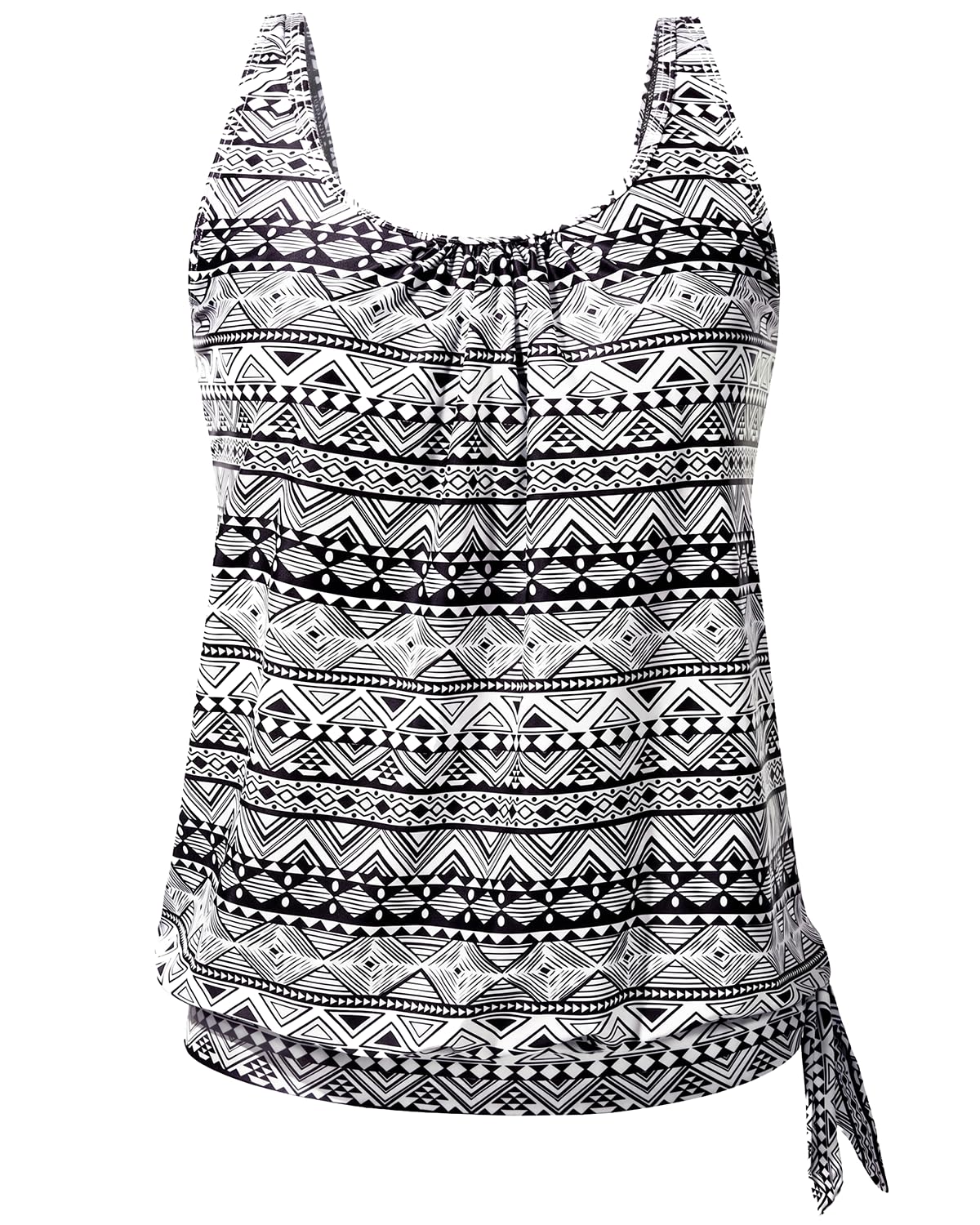 Yonique Womens Blouson Tankini Swim Top Loose Fit Strappy Bathing Suit