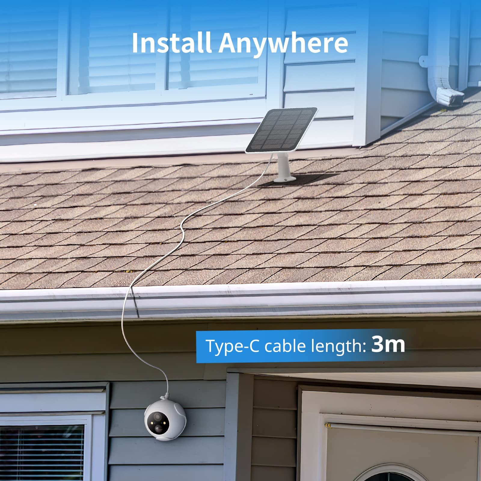 SwitchBot Solar Panel Only for Outdoor Spotlight Camera, 5W Solar Panel for Rechargeable Security Camera, Waterproof, 360° Adjustable, Continuous Power Supply