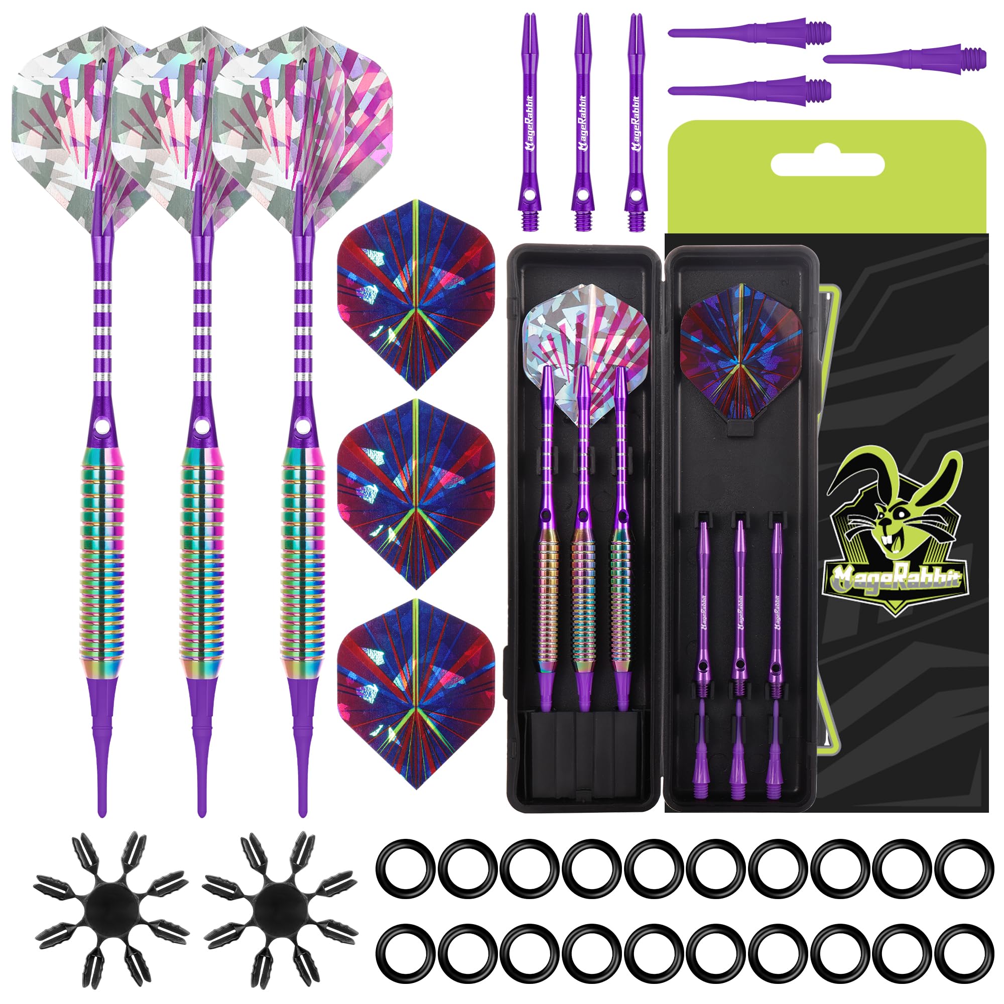 Fléchettes avec pointe en plastique pour cible électronique, fléchettes professionnelles souples de 18 g avec tiges + ailettes de fléchettes supplémentaires, fléchettes en plastique avec