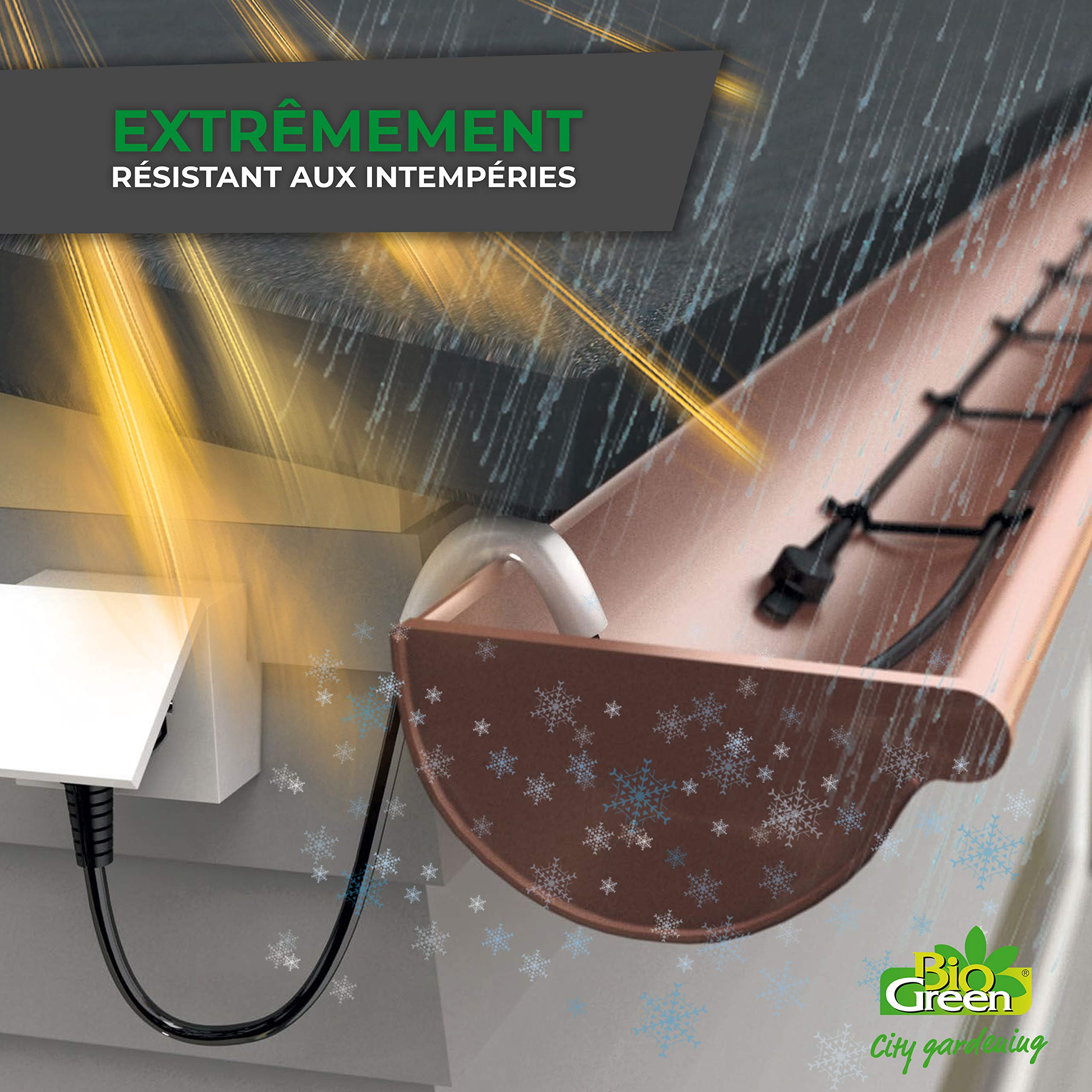 Bio Green Kabel grzewczy do roślin | 10 metrów | 100 W | samoograniczający | chroni rośliny i doniczki przed mrozem | gotowy do podłączenia | IP67