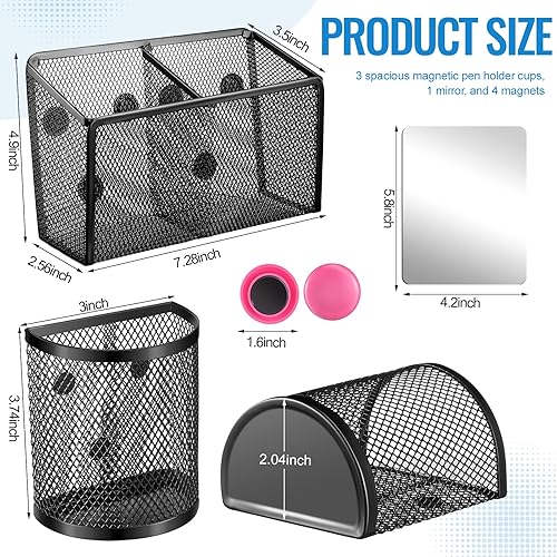 Miniatura 3 de Wesiti Kit de organizador de 9 piezas y accesorios para casillero, incluye 1 estante, 3 soportes magnéticos para lápices, 1 espejo, 4 imanes para el