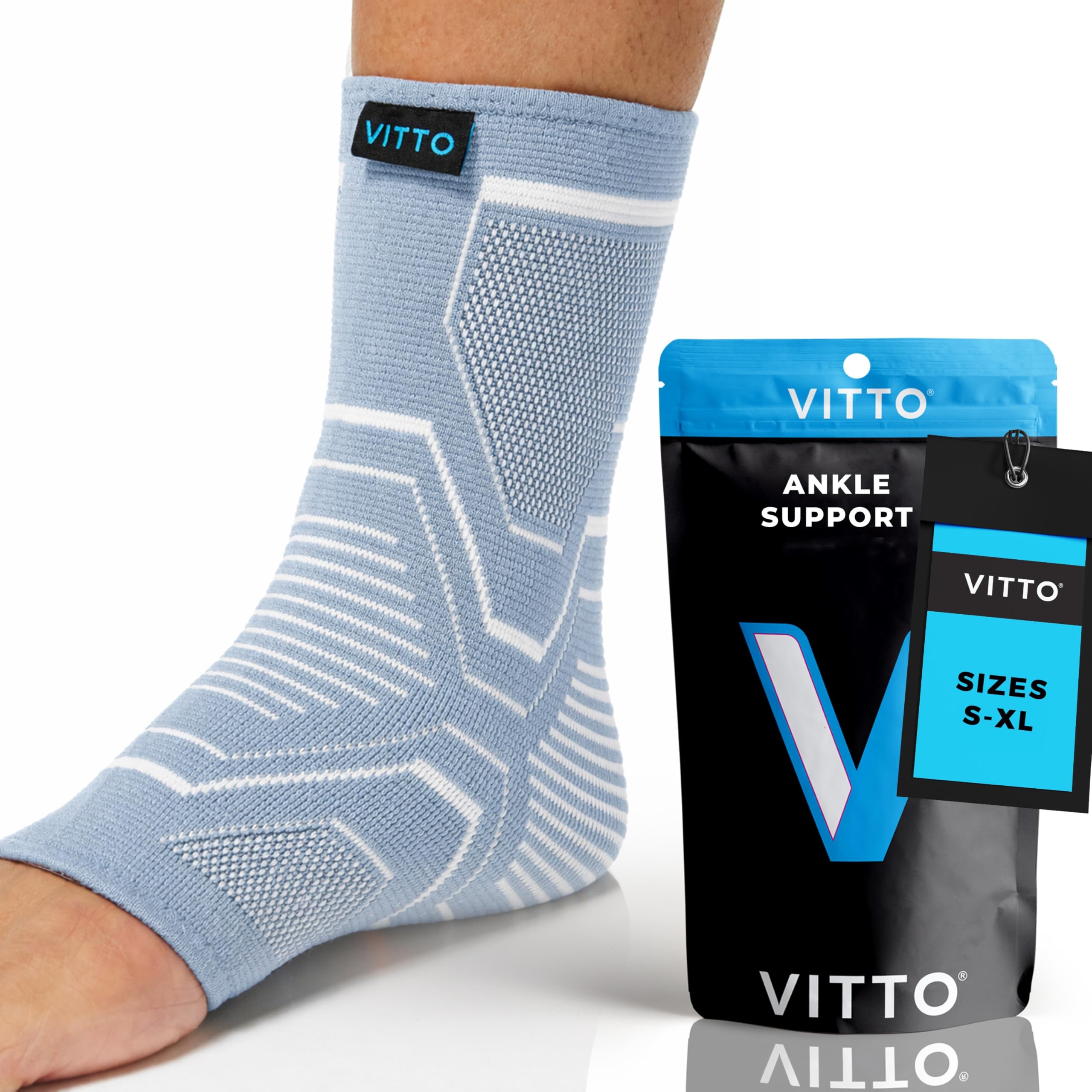 VITTO Cavigliera Ortopedica - Tutore Caviglia per Distorsione, Azzurro L | Cavigliera Sportiva per Distorsione, Danni Ai Legamenti, Caviglie Deboli, Tendinite Di Achille e Artrite - per Uomo e Donne