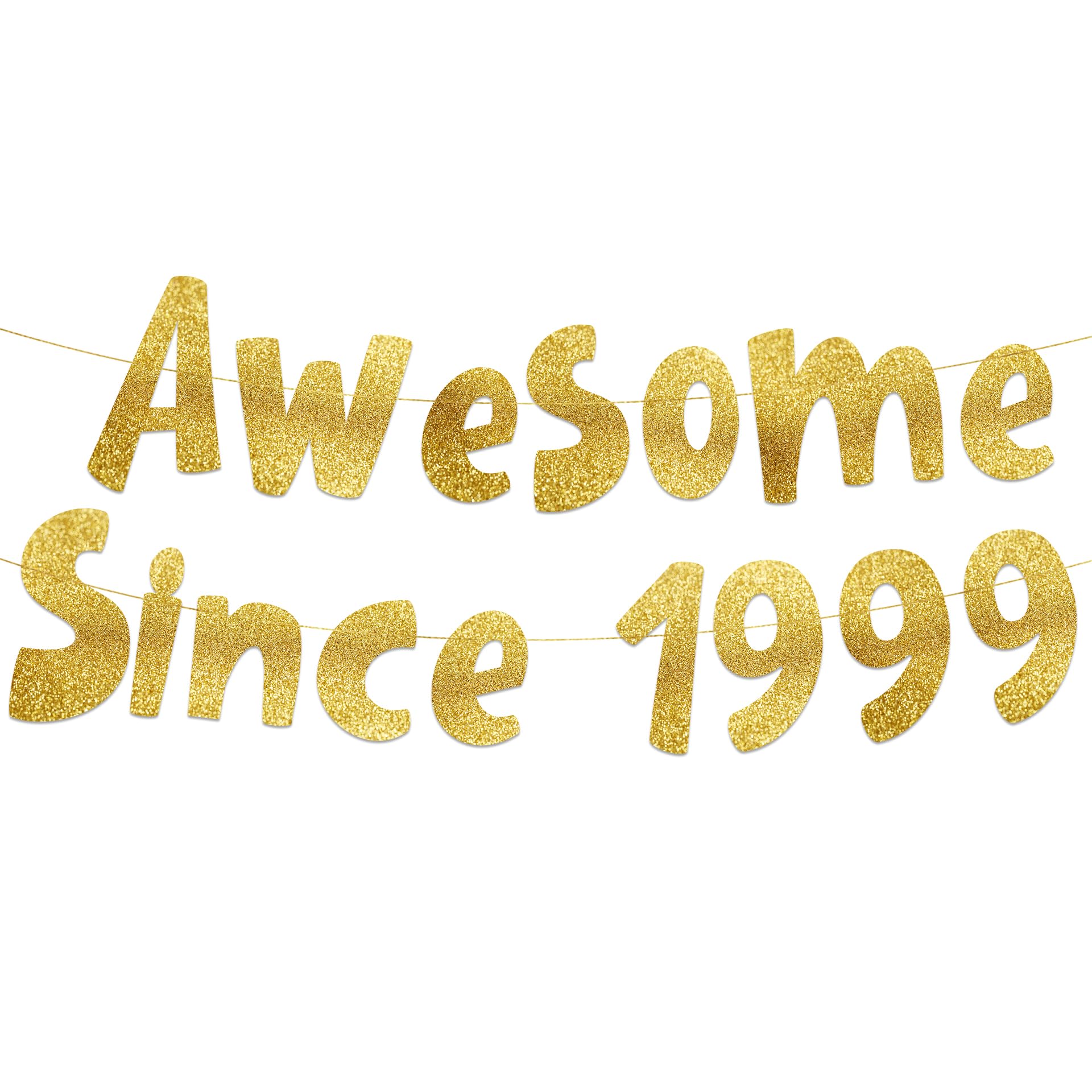 Awesome Since 1999 Gold Glitter Banner - 26th Birthday and Anniversary Party Decorations