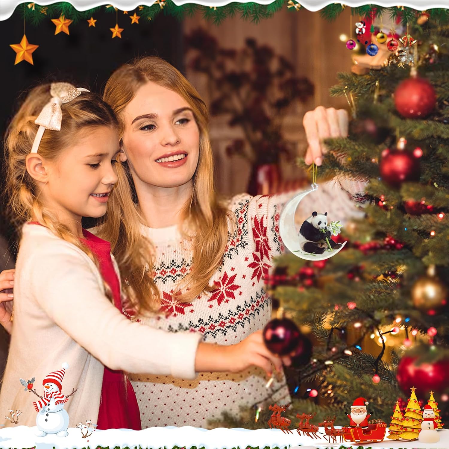 Animals Sitting On The Moon Ornaments for Christmas Tree - Panda Christmas Ornament and Decorations - Gift Ideas - Image 5