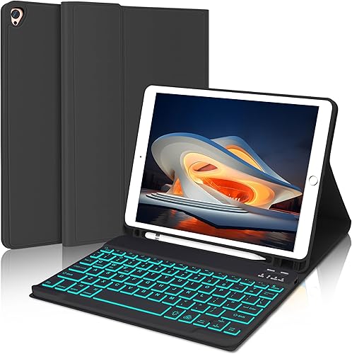 Keyboard Case for iPad 9.7 inch 6th Gen 20185th Gen 2017Air 2AiriPad Pro 9.7, Magnetic Detachable Bluetooth Keyboard  7 Color RGB Backlight  Slim