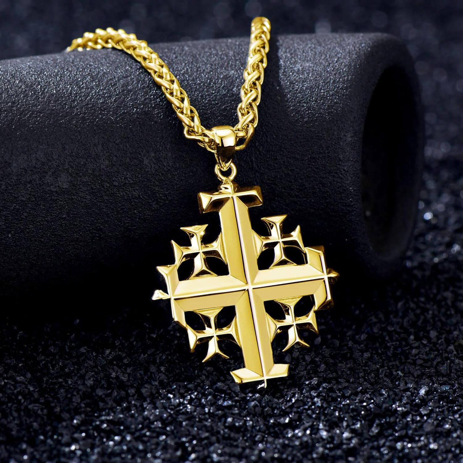 Jerusalem Cross Necklace 925 Sterling Silver Christian Jewelry for Men, w/Stainless Steel Chain 22 + 2 Inch - Image 5
