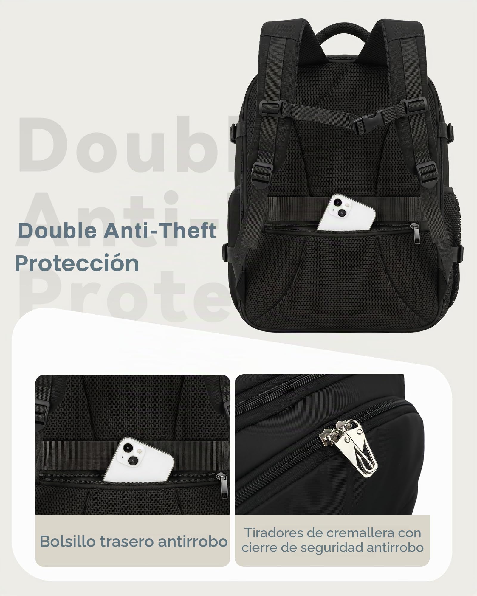 Mochila 40x30x20 para Ryanair Expande a 40x30x25 | 24L Ampliable a 30L Mochila Viaje Cabina Avion 40x20x25 Maleta con Bolsillo Antirrobo para Hombre y Mujer, Negro