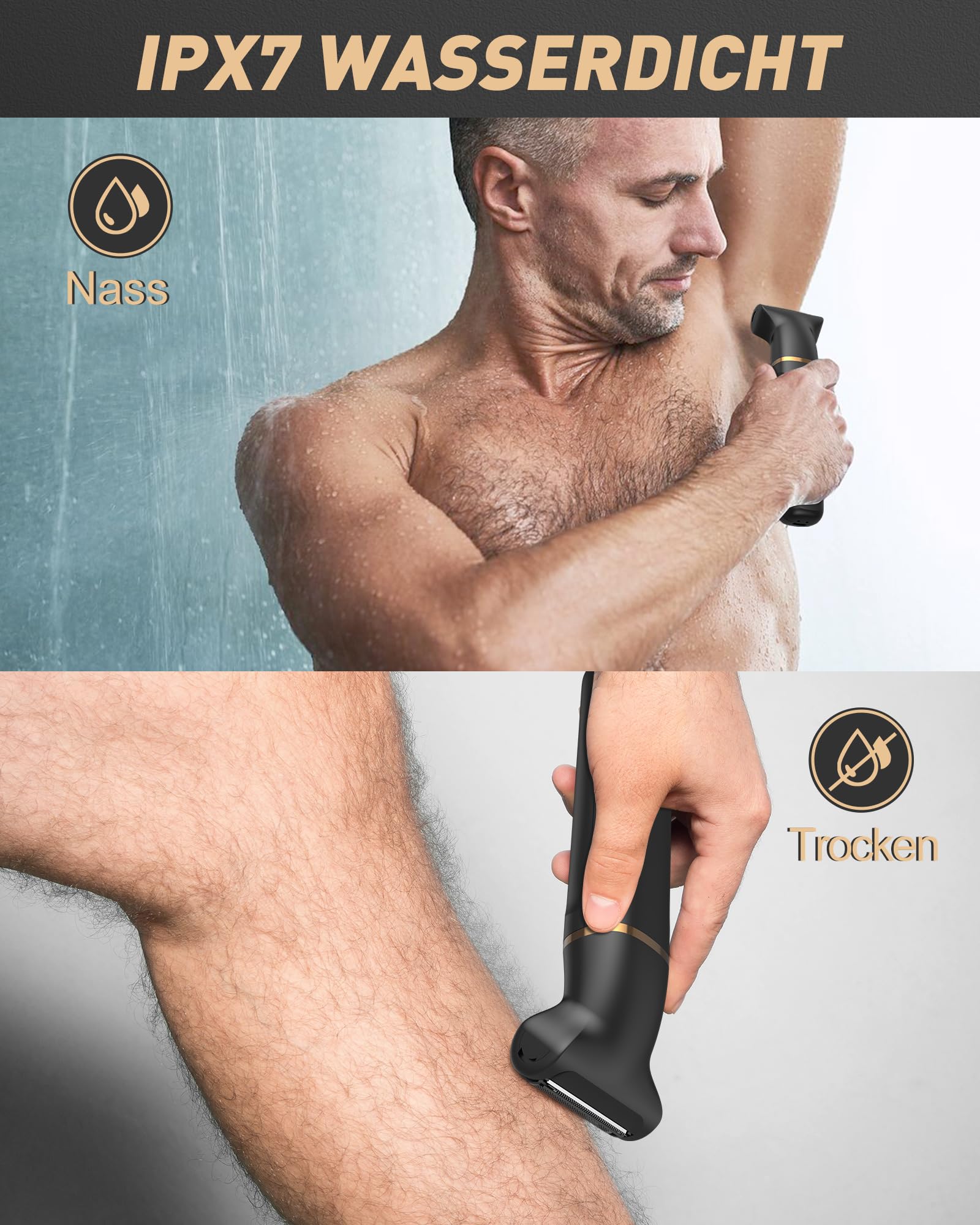 Manscape 3-in-1 Körperschneider für Männer – wasserdicht, wiederaufladbar