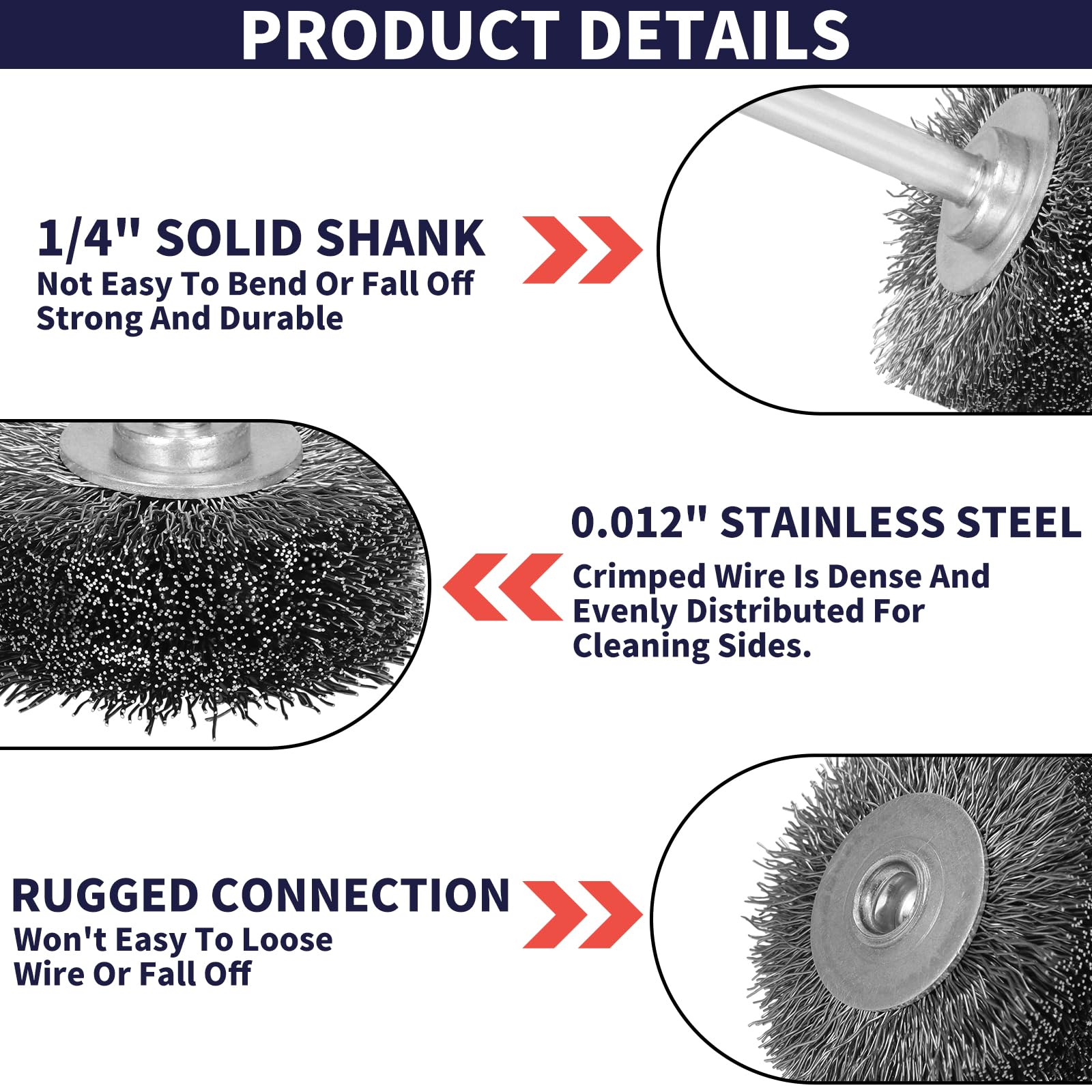Confezione da 10 spazzole metalliche da 5,1 cm per fissaggio trapano, spazzole metalliche resistenti per rimozione di ruggine e corrosione, filo in acciaio inossidabile ondulato grosso da 0,03