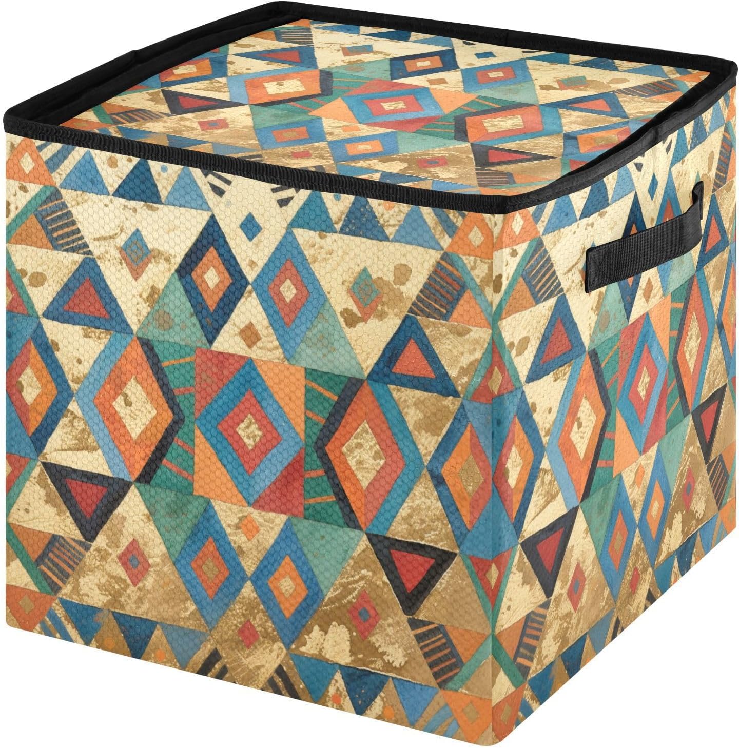 High Capacity Christmas ornament storage bag Holds Up to 64, Two Handles Large Holiday Storage Case with Lid,Bohemian Colorful Patterns