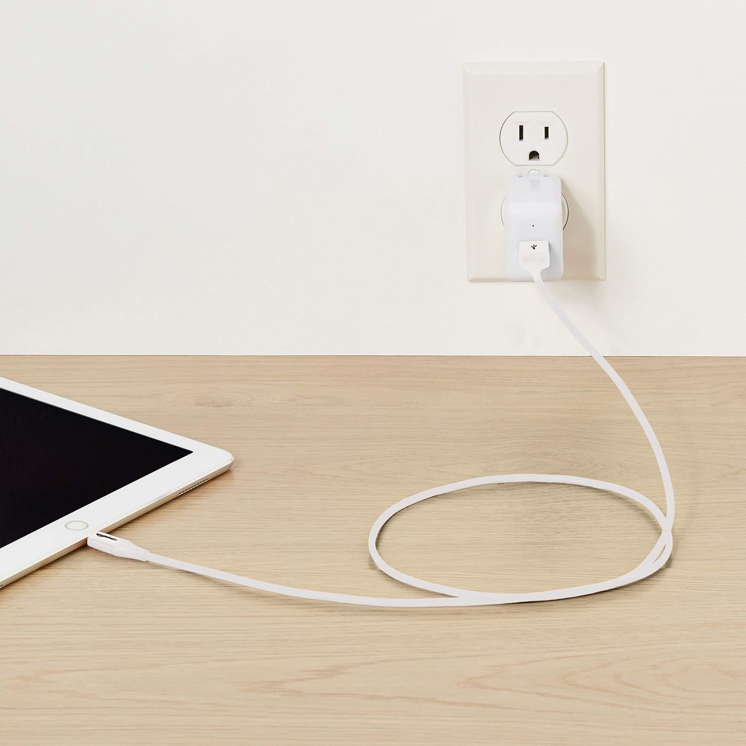 Amazon Basics Lightning to USB A Cable, Advanced Collection, MFi Certified Apple iPhone Charger, White, 3 Foot